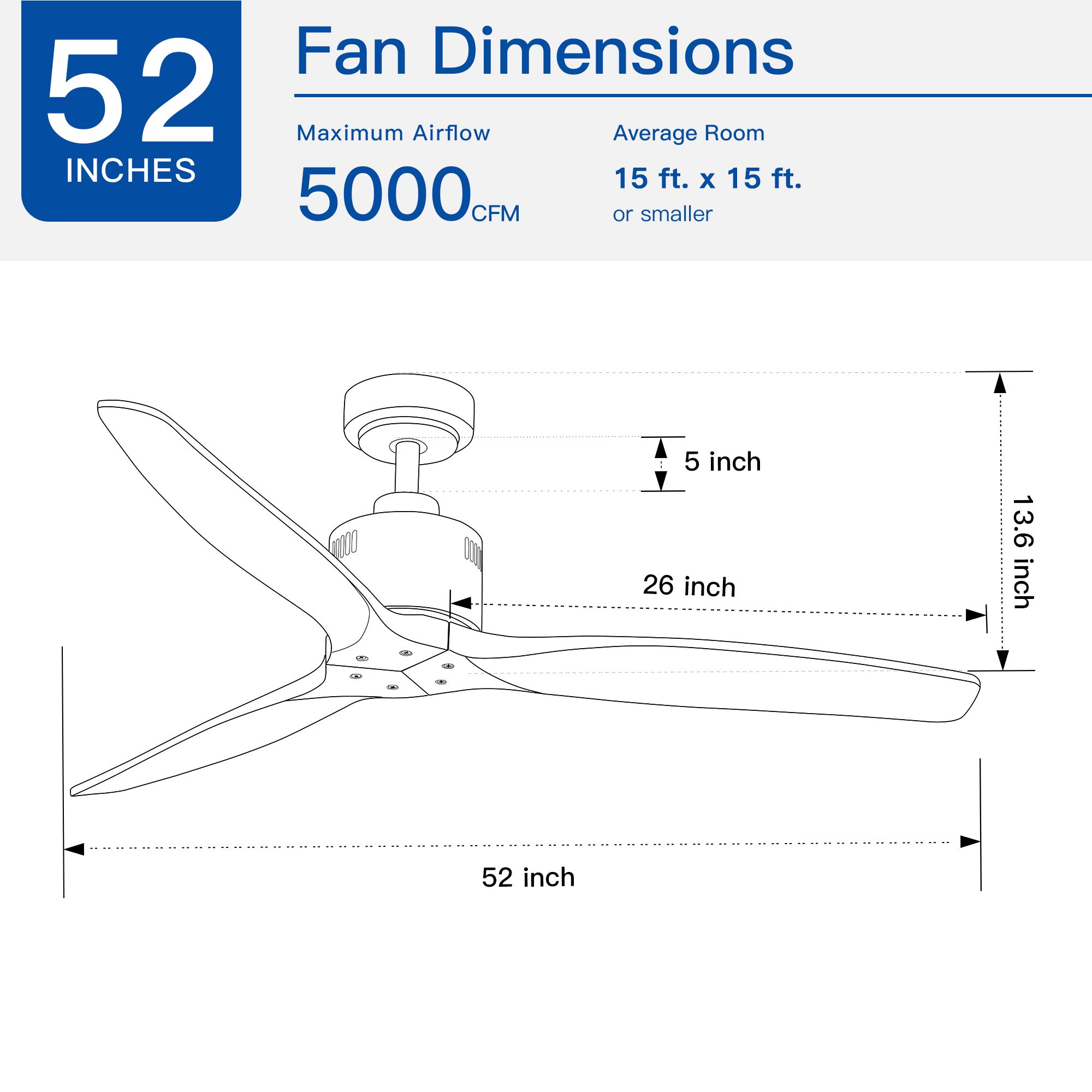 WELLFOR AMYU-17BK Ceiling-Fans - View #3