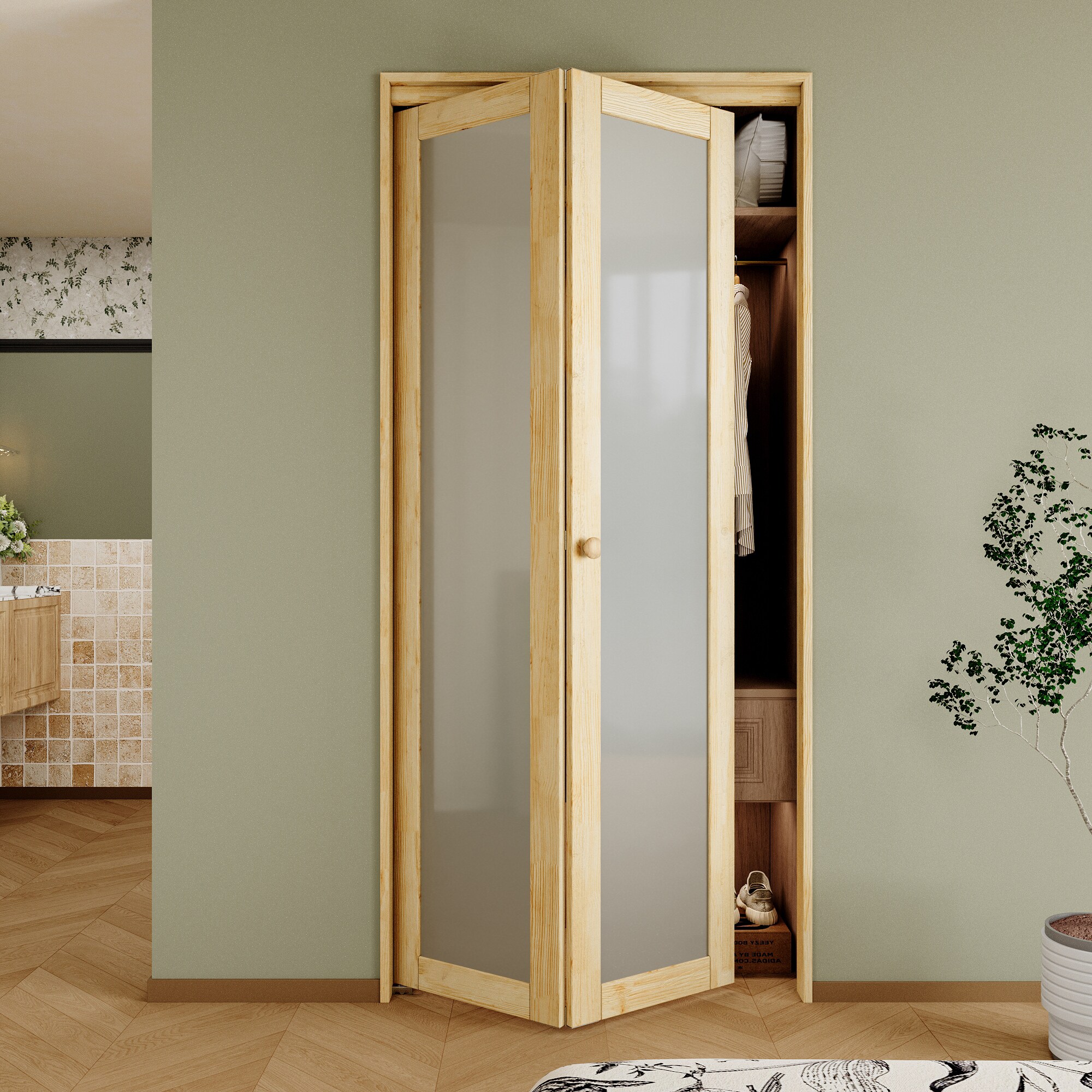 JUJUBON IN-CD-BIPW-1L-BF-36 Bifold-Sliding-Closet-Doors - View #3