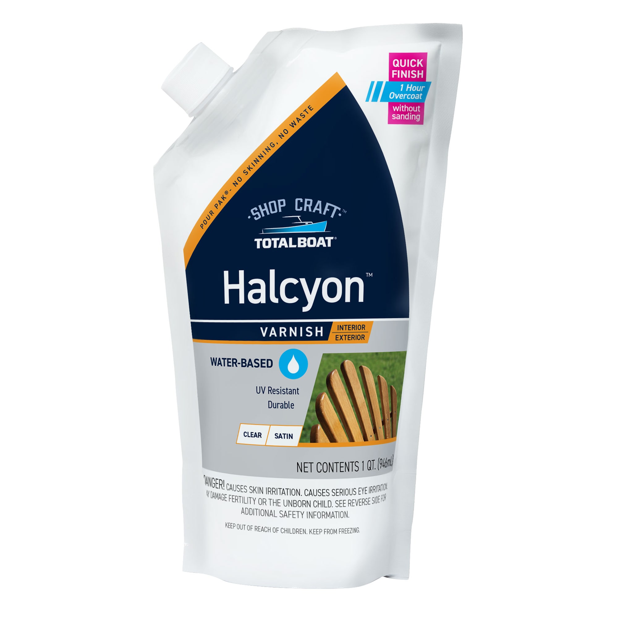 TotalBoat 520605 Halcyon Clear Clear Exterior Wood Stain and Sealer in One ( 1-quart )