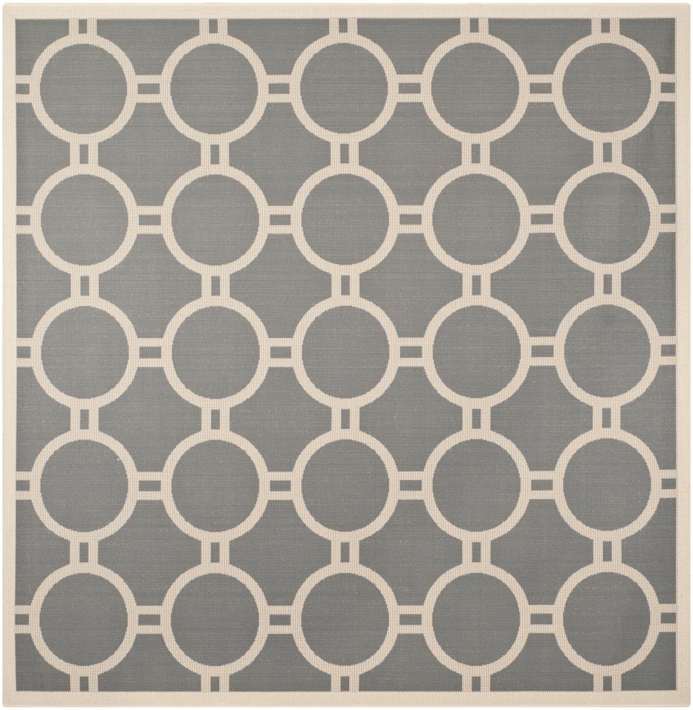 Anthracite and Beige Square Synthetic Indoor/Outdoor Area Rug
