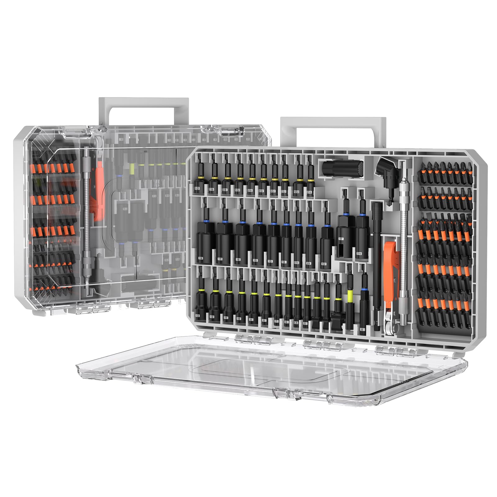 Etokfoks 86 Piece Magnetic Impact Nut Driver Set Metric and SAE with Socket Adapters Wing Nut Driver Universal Socket Bit Holder Quick Release Extension Power Bits Storage Box #LET0303N17