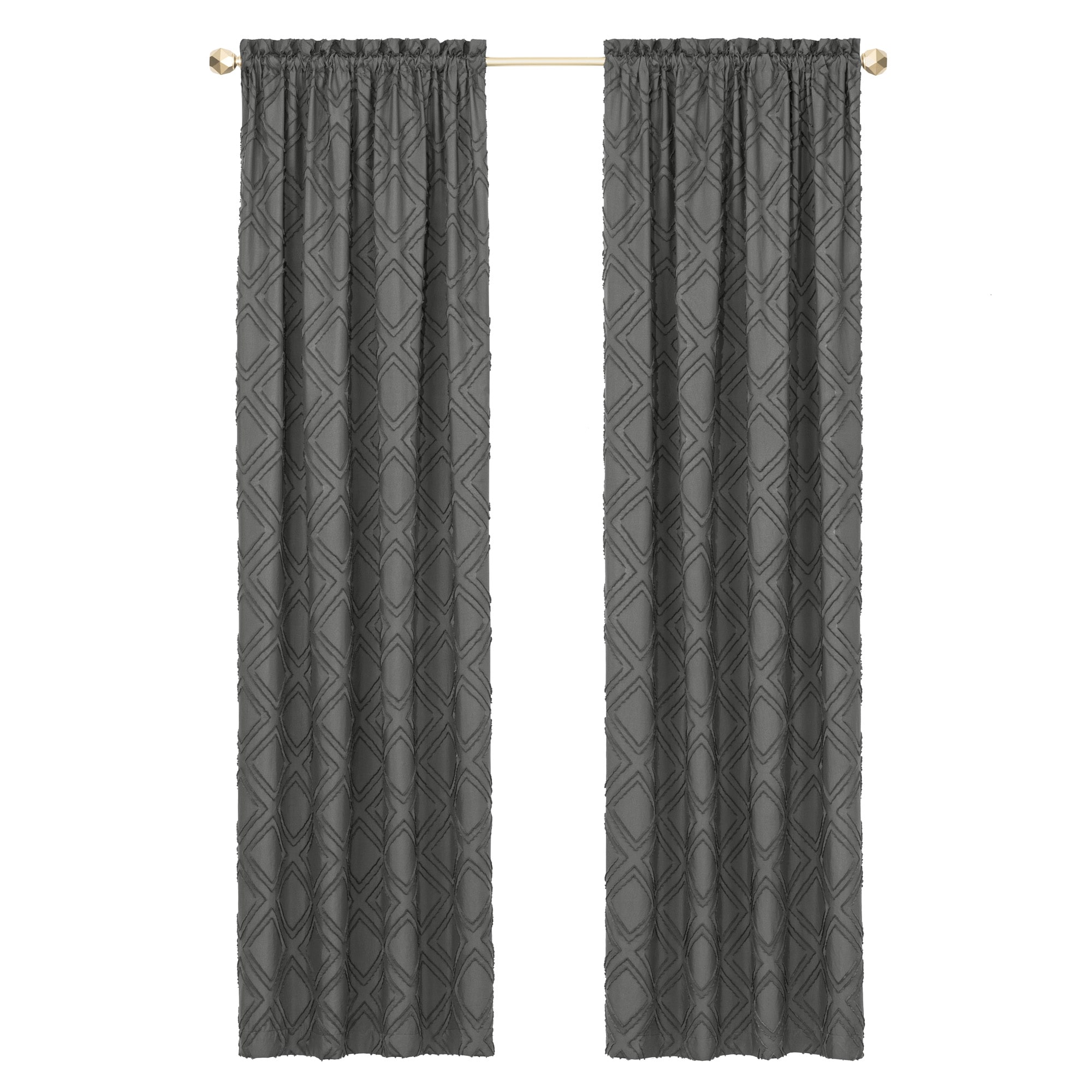 Achim BLPN84CC06 84-Inches Charcoal Geometric Light filtering Rod pocket Single curtain panel