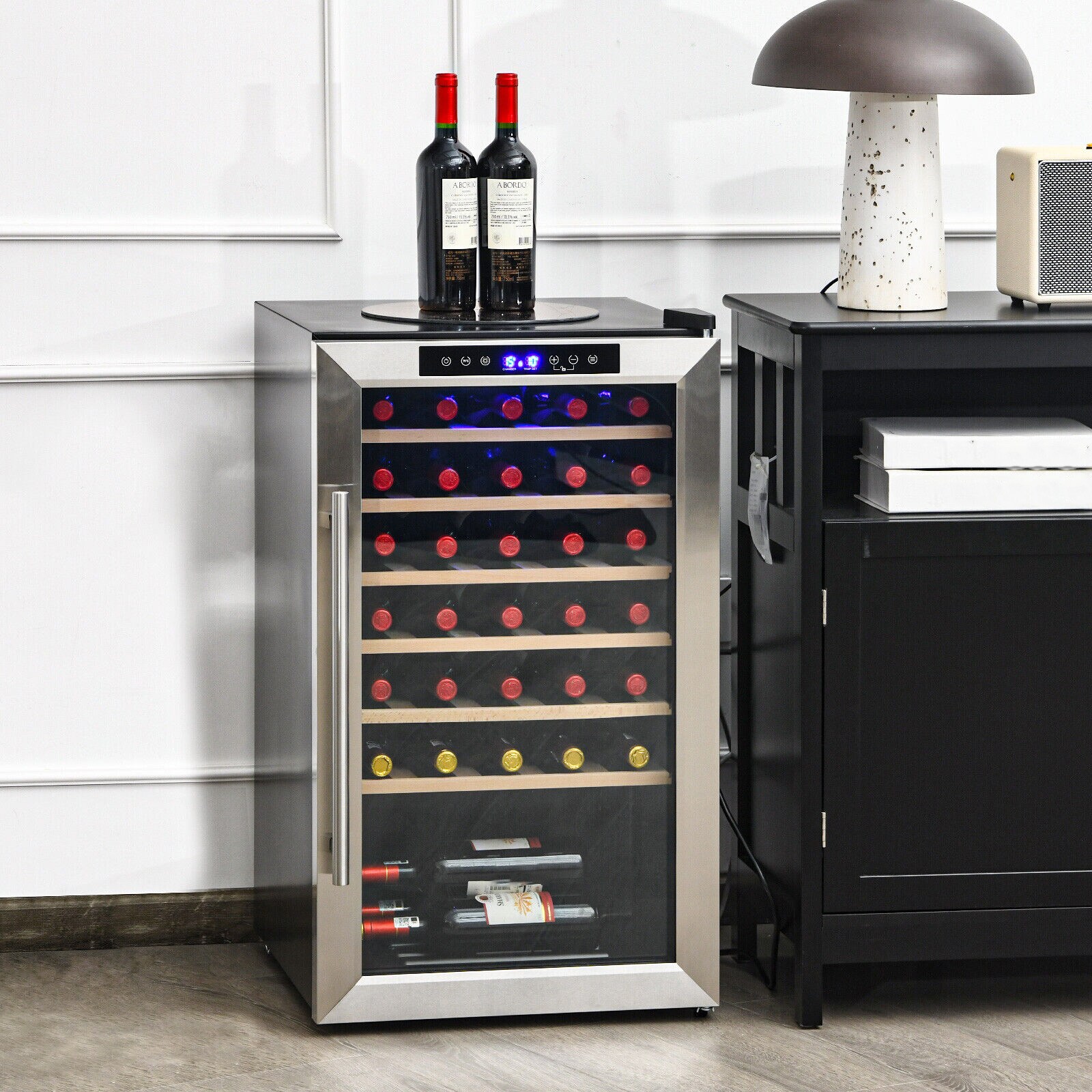 Slickblue 33-Bottle- Black and Silver- Wine Refrigerator with LED ...