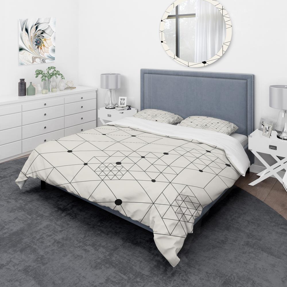 Designart BED19128-K 3 -Piece White King Duvet cover Set