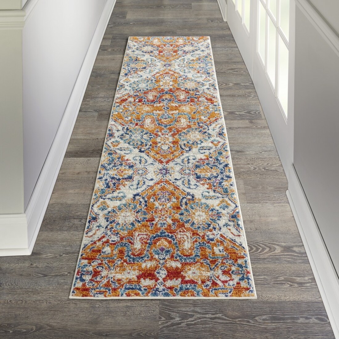 HomeRoots 2 X 8 (ft) Rag Multicolor Indoor Floral Runner Rug in the ...