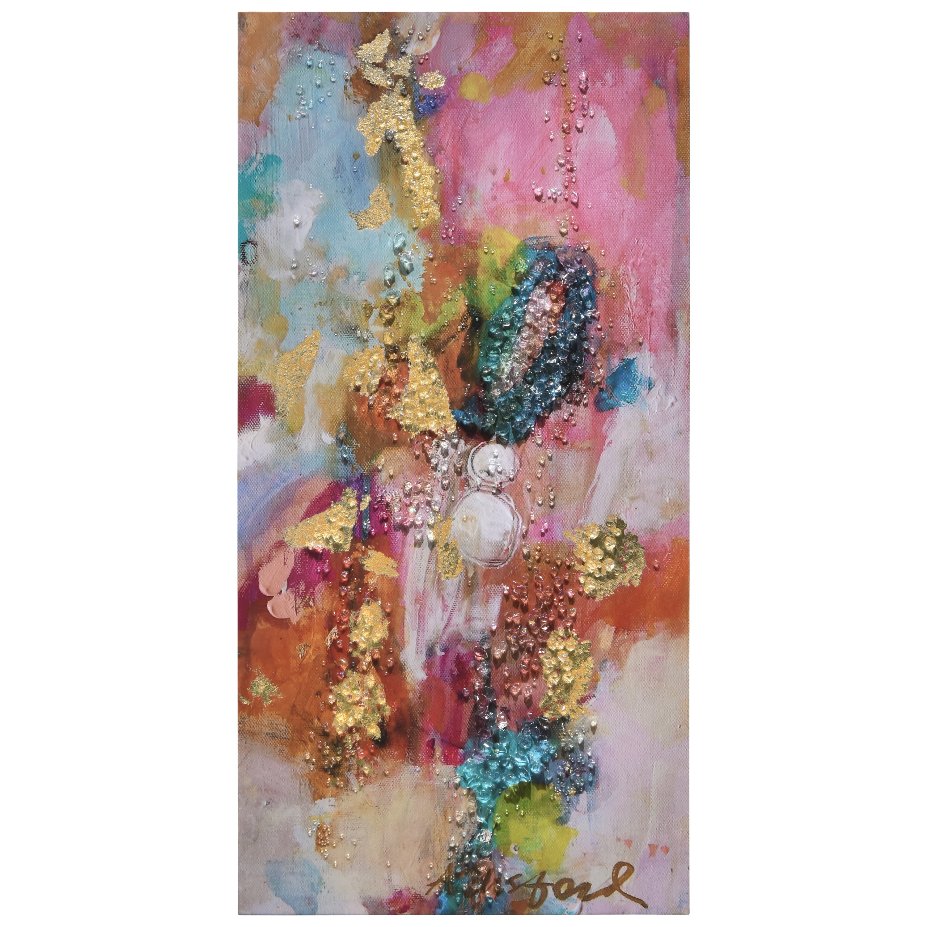 Colorful Symphony II 24" x 48" Abstract Epoxy Coated Canvas Wall Art