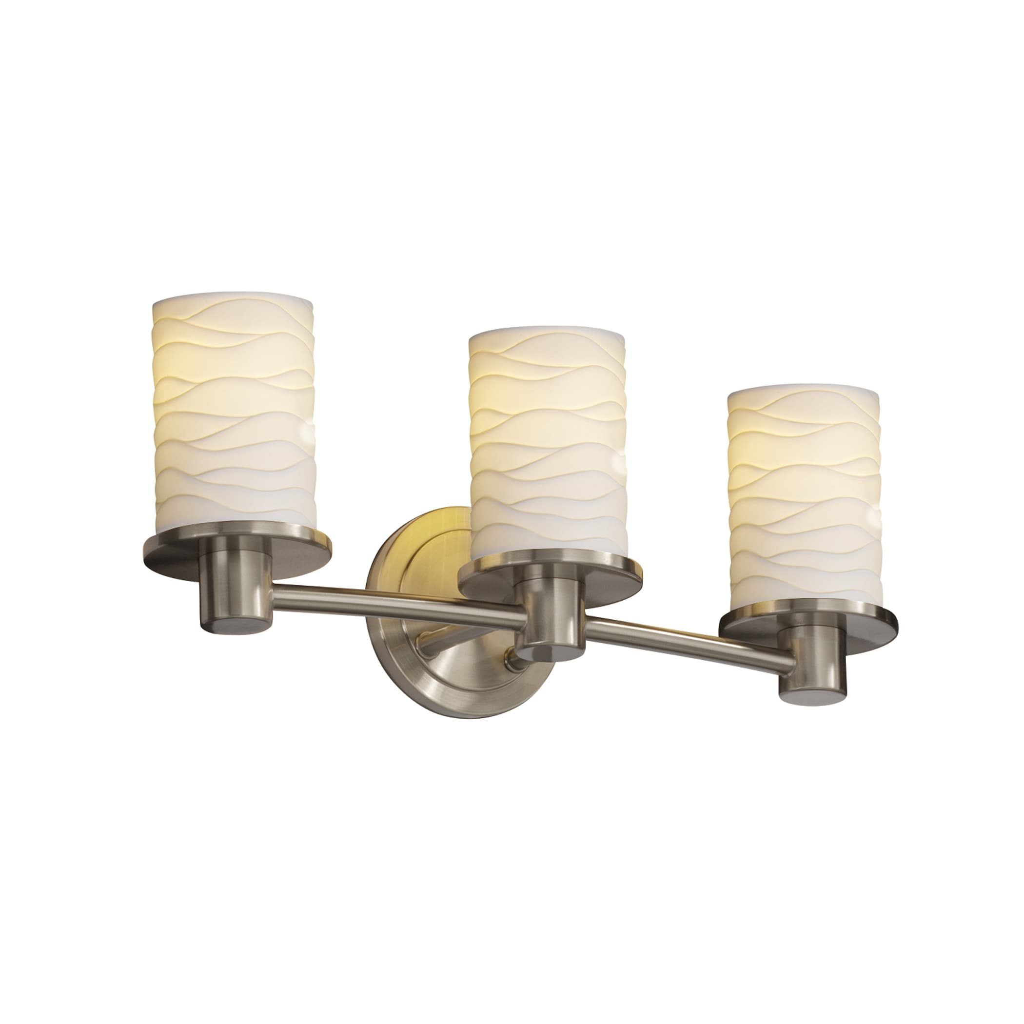 Justice Design Group POR-8513-10-WAVE-NC Limoges 20-in 3-Light Brushed Nickel Transitional Vanity Light