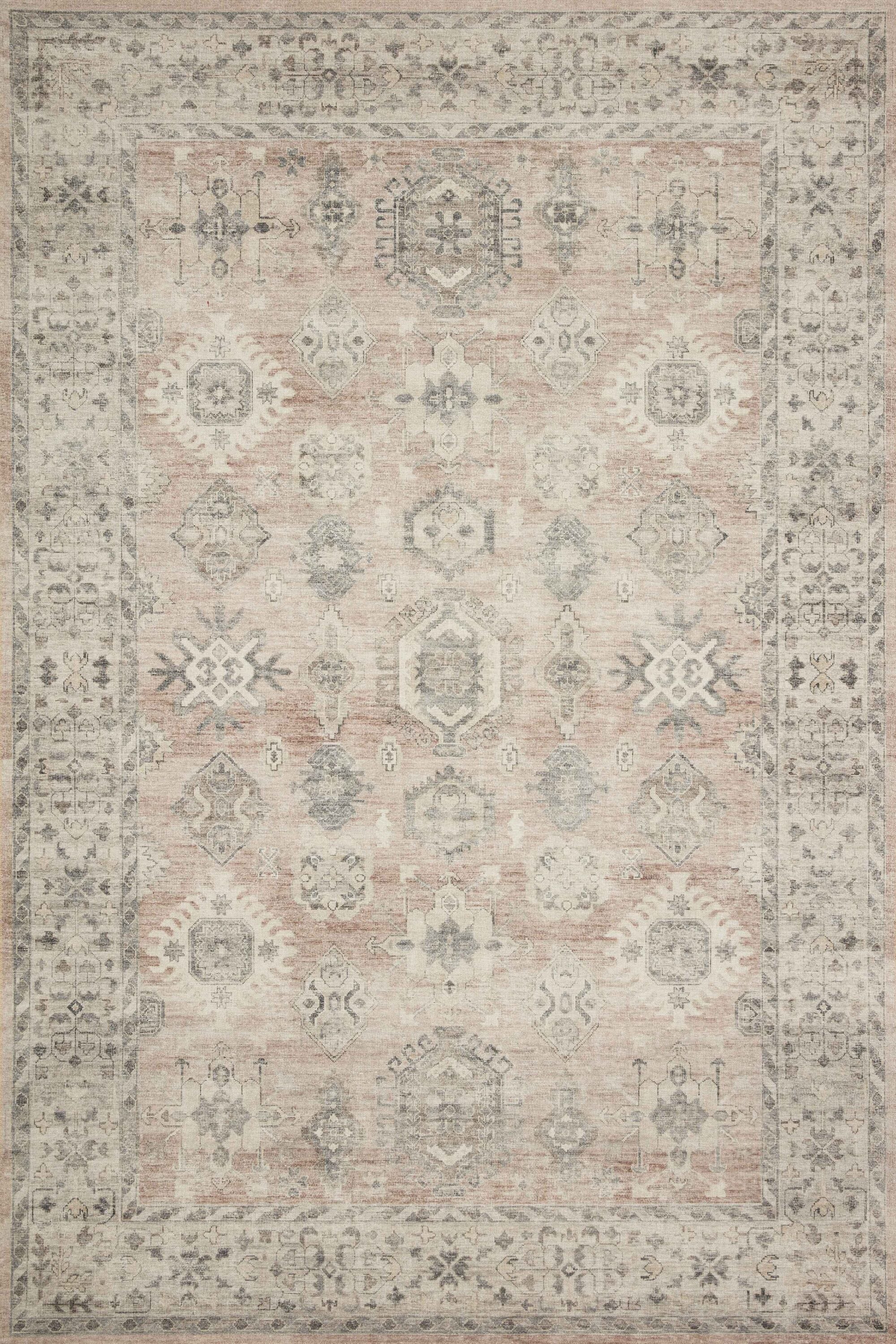 Gray and Beige Rectangular Synthetic 5' x 7' Area Rug