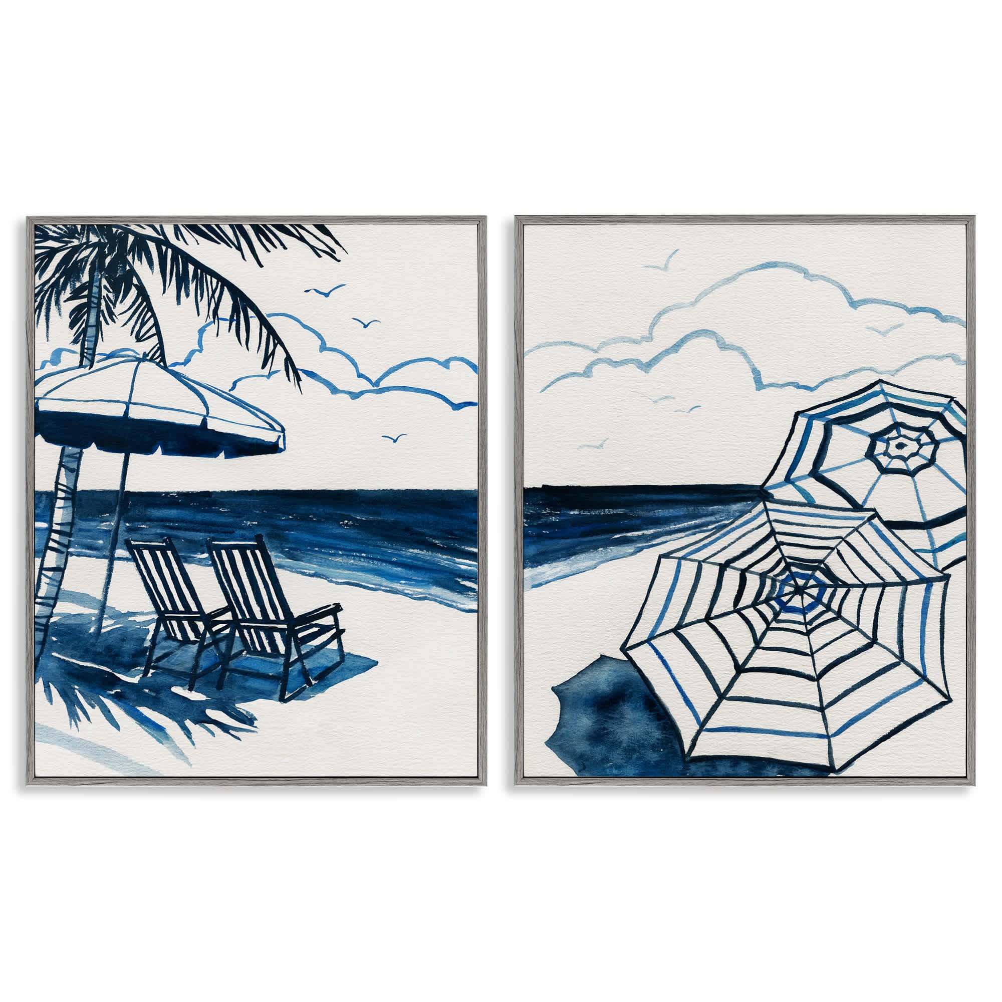 Stupell Industries B2-744-GFF-2PC-24X30 Tropical Ocean Views 2pc Framed Giclee Set design by Carol Robinson