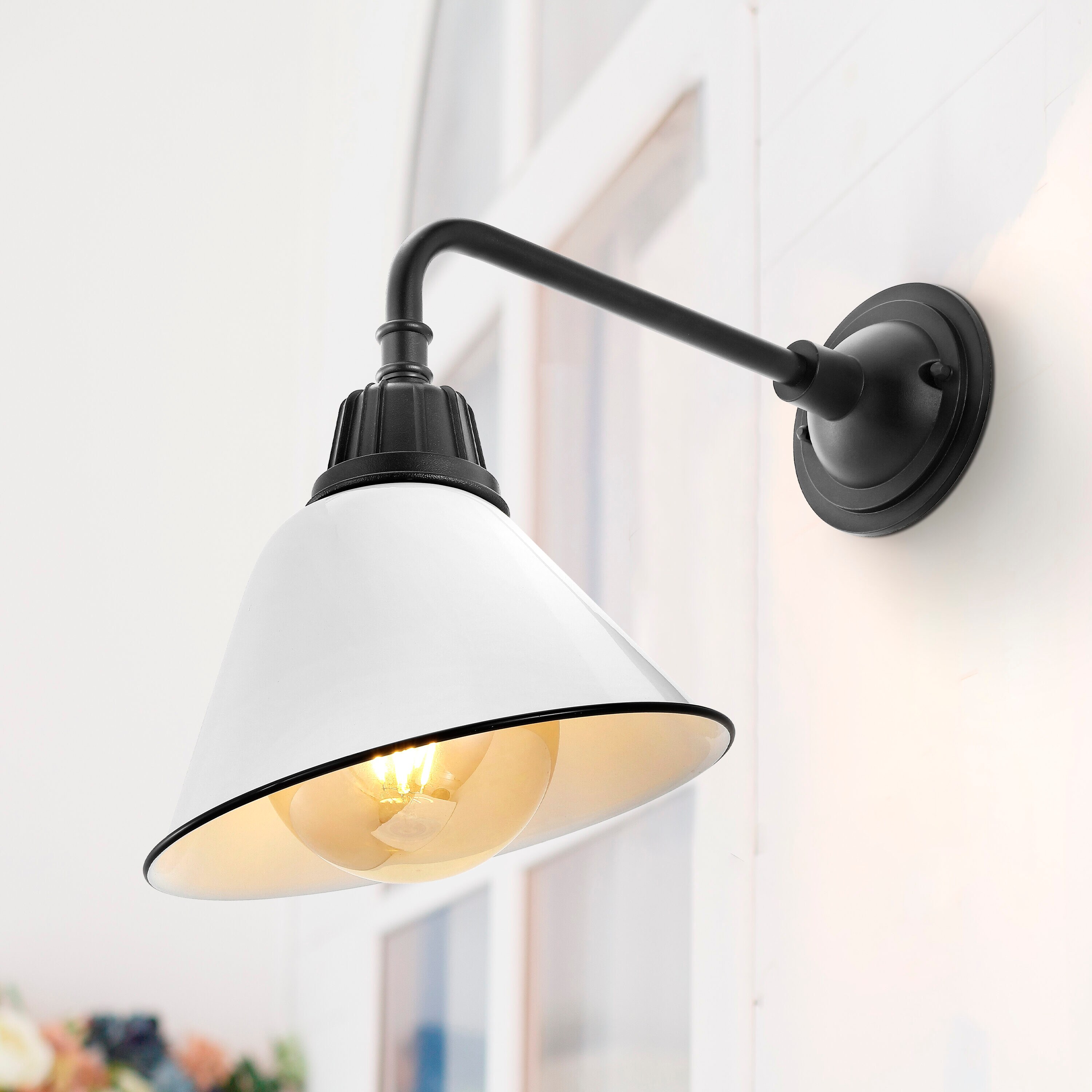 Croydon 9.63" White Iron LED Gooseneck Outdoor Sconce