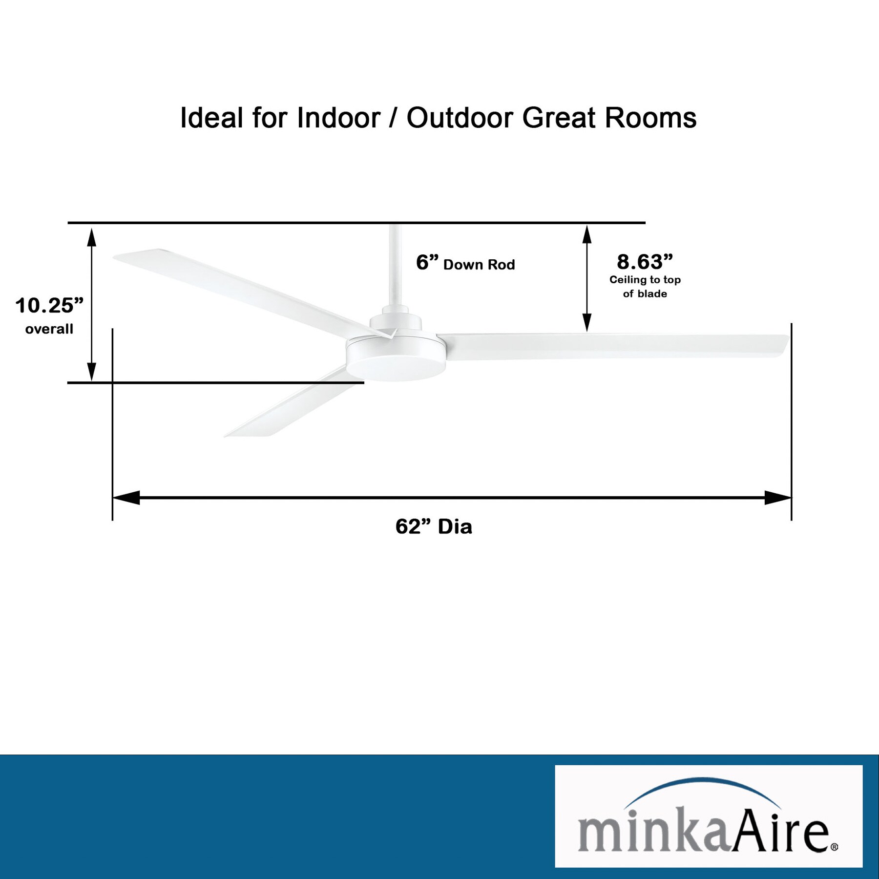 Minka Aire Roto Xl 62-in Flat White Indoor/Outdoor Ceiling Fan and