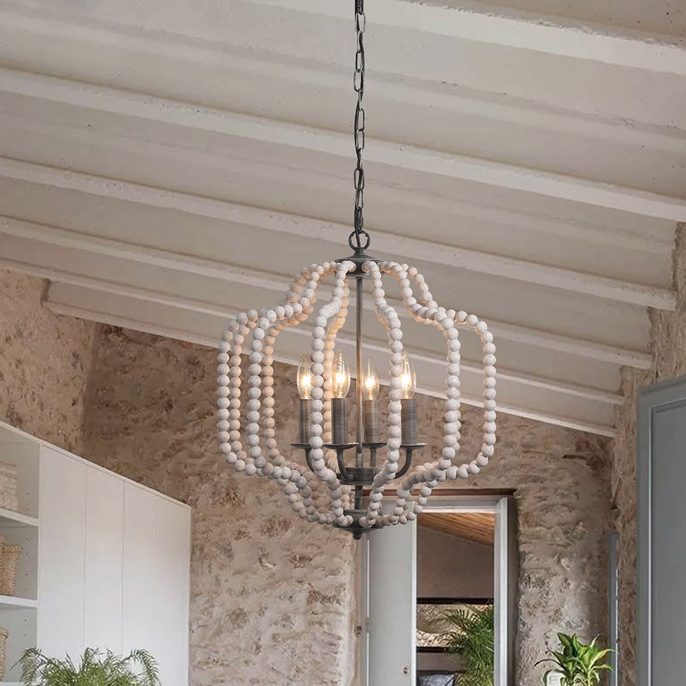 EDISLIVE Y81010000041548 4 -Light White Farmhouse For Use in Bedrooms, Dining Rooms, Foyers, Kitchens, Living Rooms Chandelier