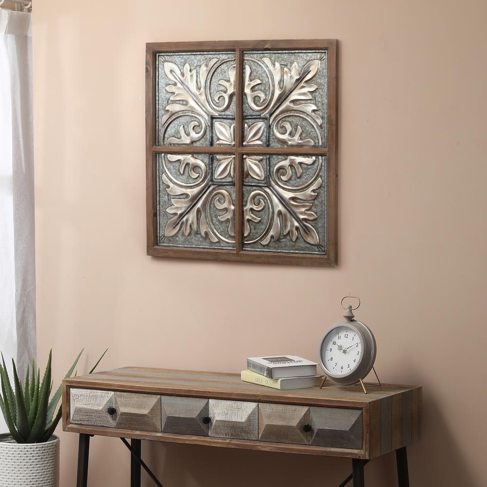 Luxen Home Wood and Metal Damask Wall Decor at Lowes.com