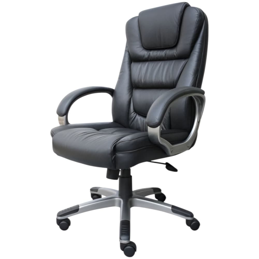 Slickblue D-FR-BBLPEC16829 Single Executive Chair - Black High Back Ergonomic Adjustable Height Swivel Faux Leather Office Chair with Lumbar Support for Home or Office