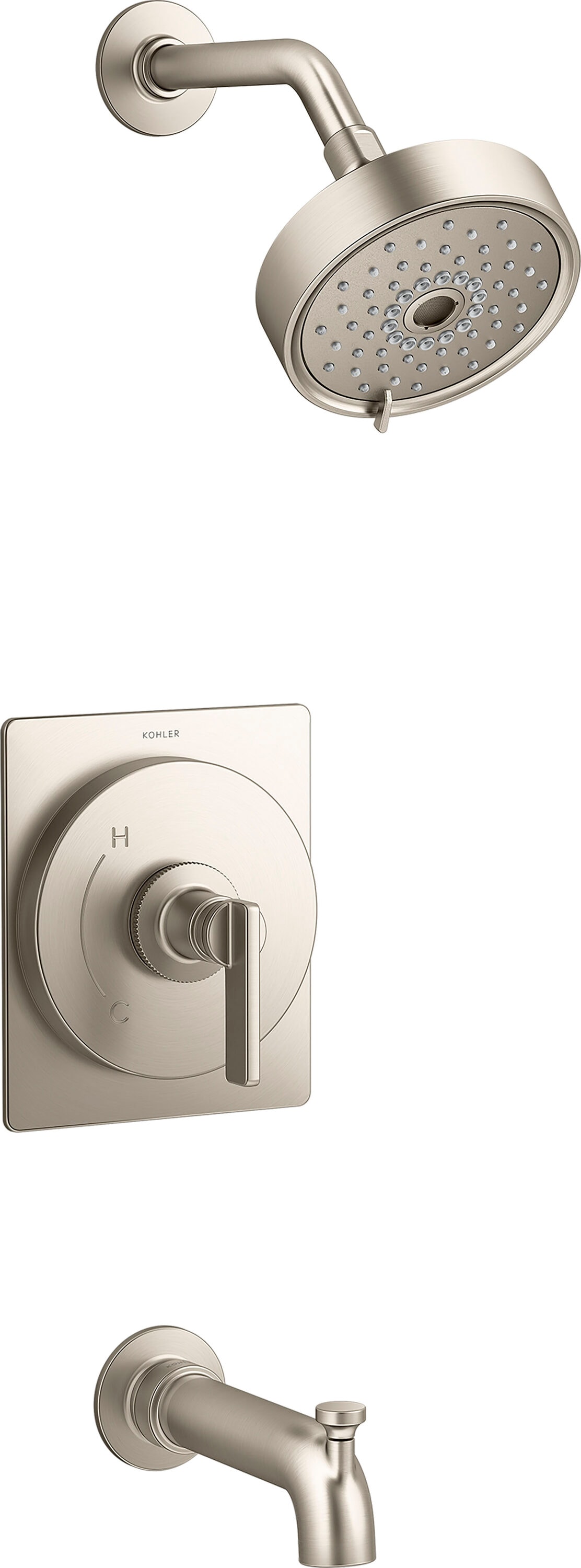 KOHLER TS35917-4Y-BN Castia by Studio McGee Vibrant Brushed Nickel 1-handle Multi-function 5.5-in Round Bathtub and shower Faucet