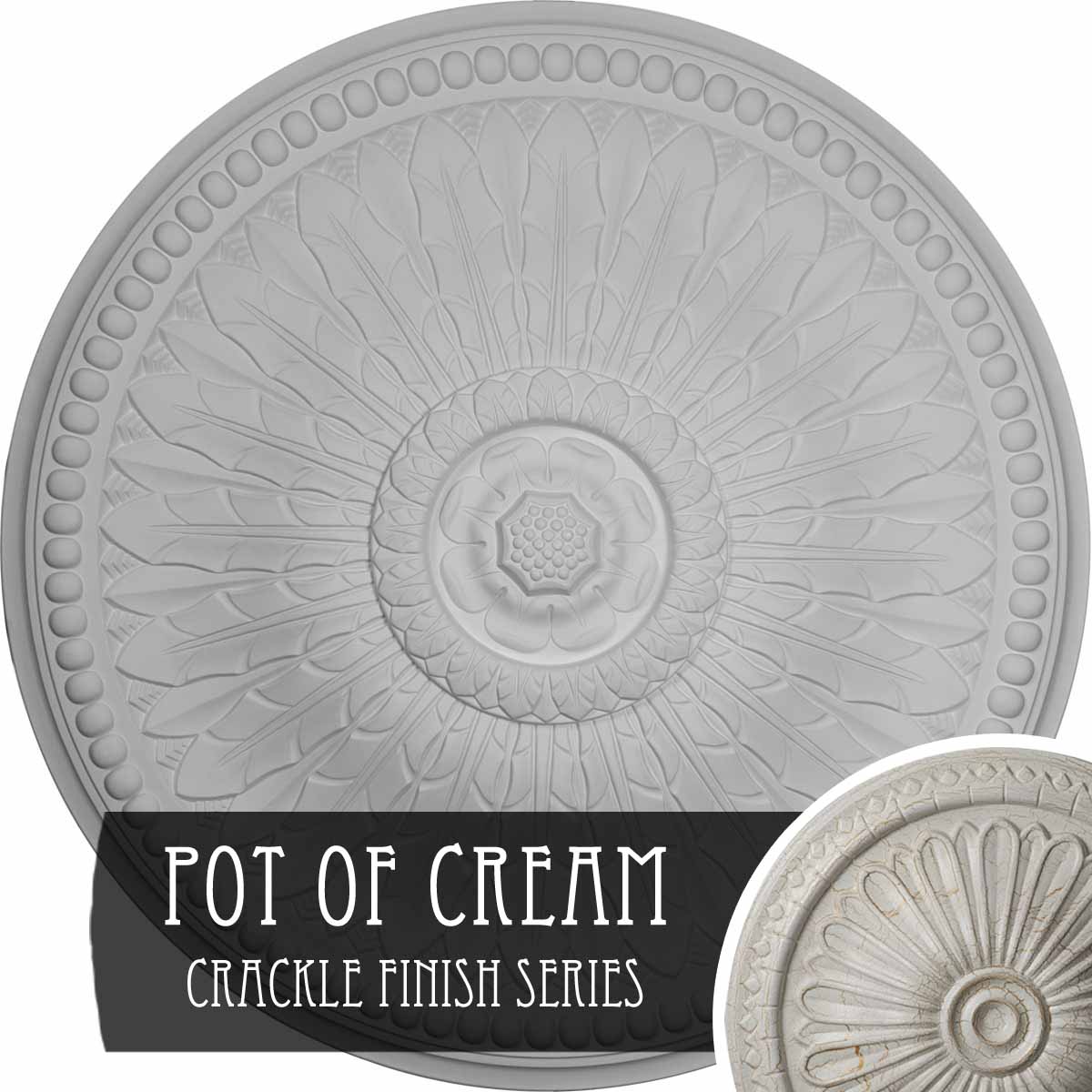 Ekena Millwork CM42SPPCC Springtime 42.5-in W x 42.5-in L Painted Pot Of Cream Crackle Polyurethane Whole Ceiling Medallion