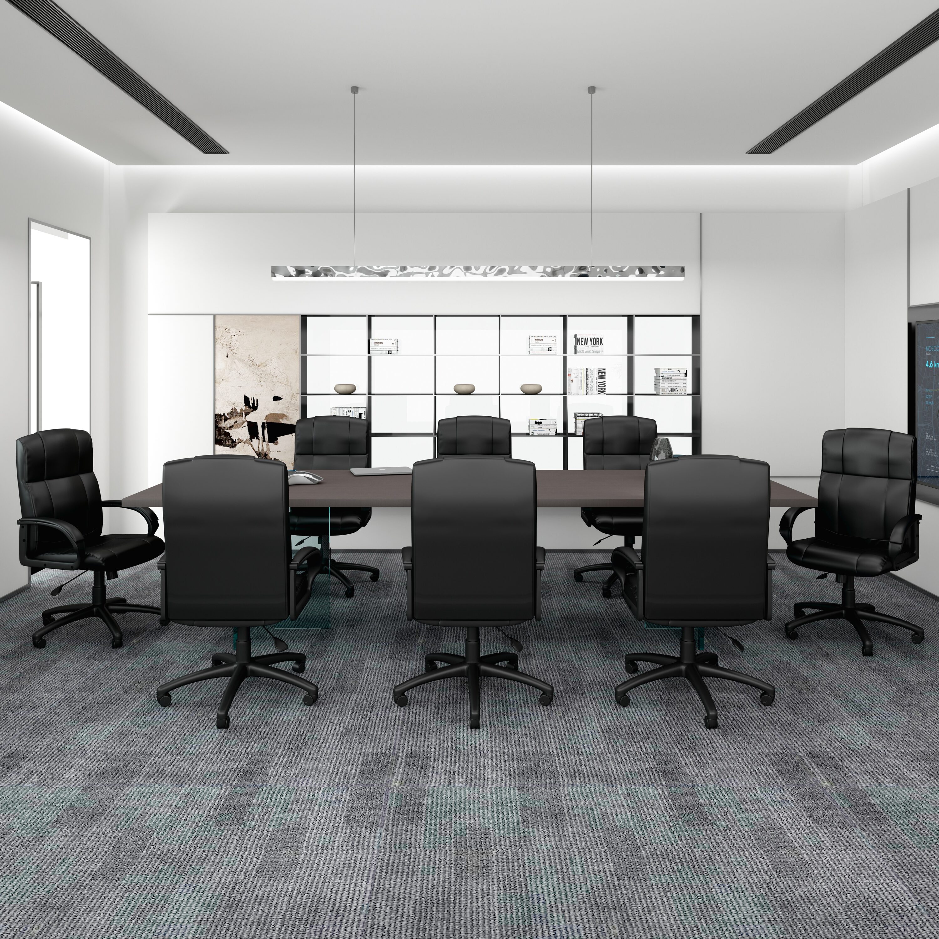 Elegant Executive High-Back Swivel Chair in Black Caressoft