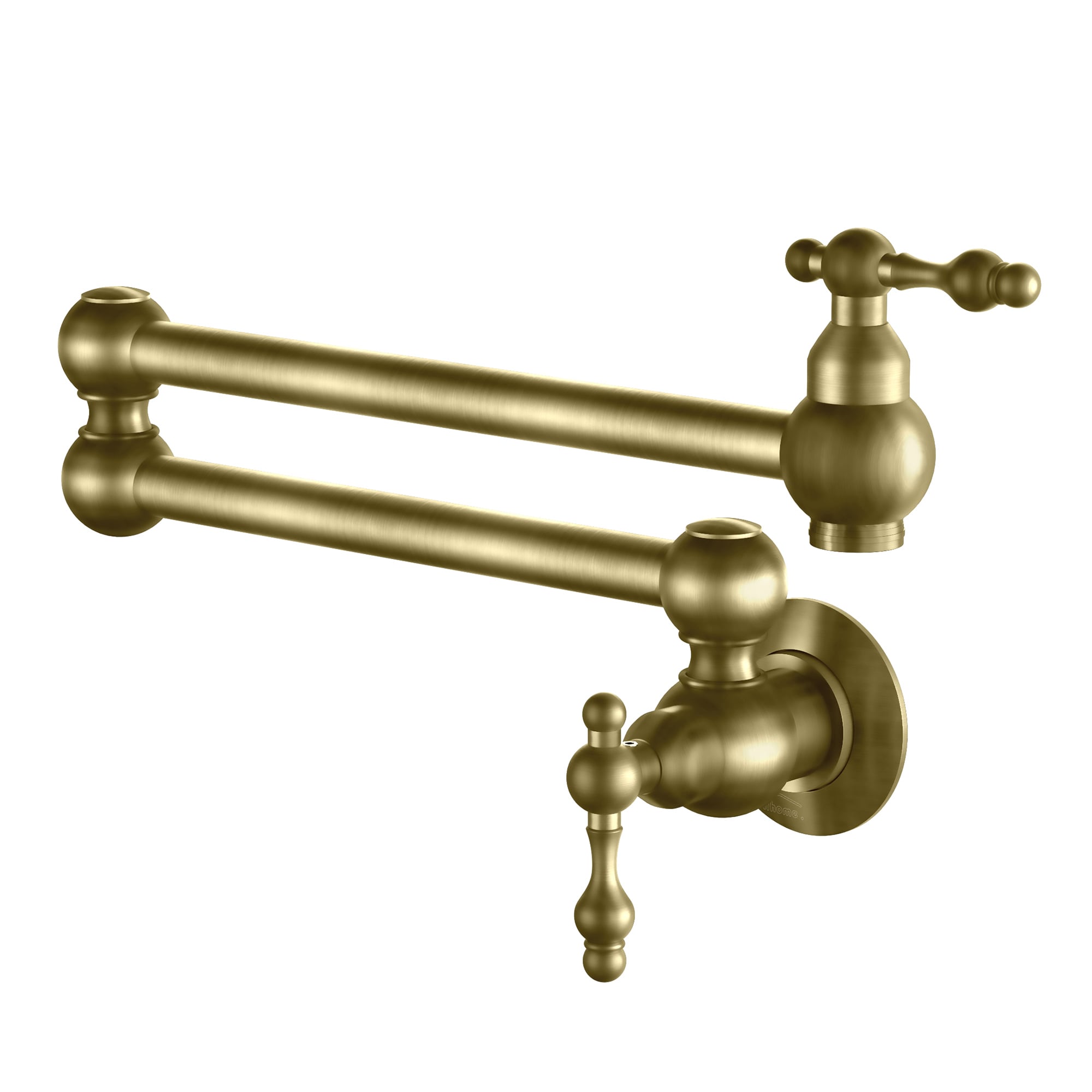 Clihome DG-KF45LSJ Brushed Gold Double Handle Wall-mount Pot Filler Kitchen Faucet