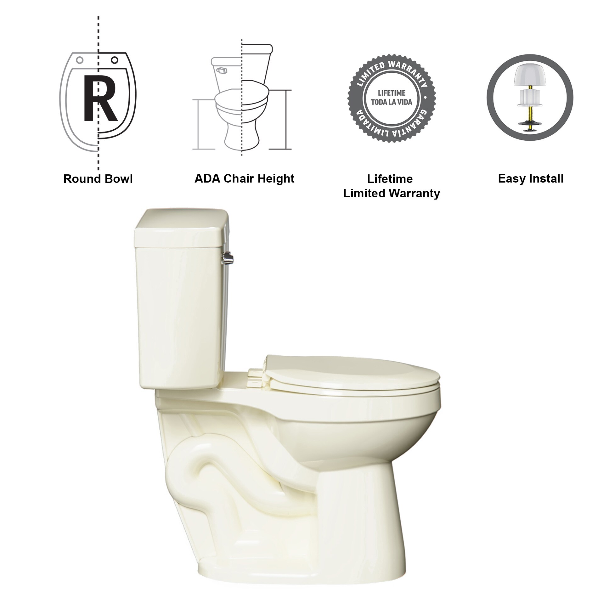 Project Source Pro-Flush Black Round Chair Height 2-piece WaterSense Toilet  12-in Rough-In 1.28-GPF in the Toilets department at