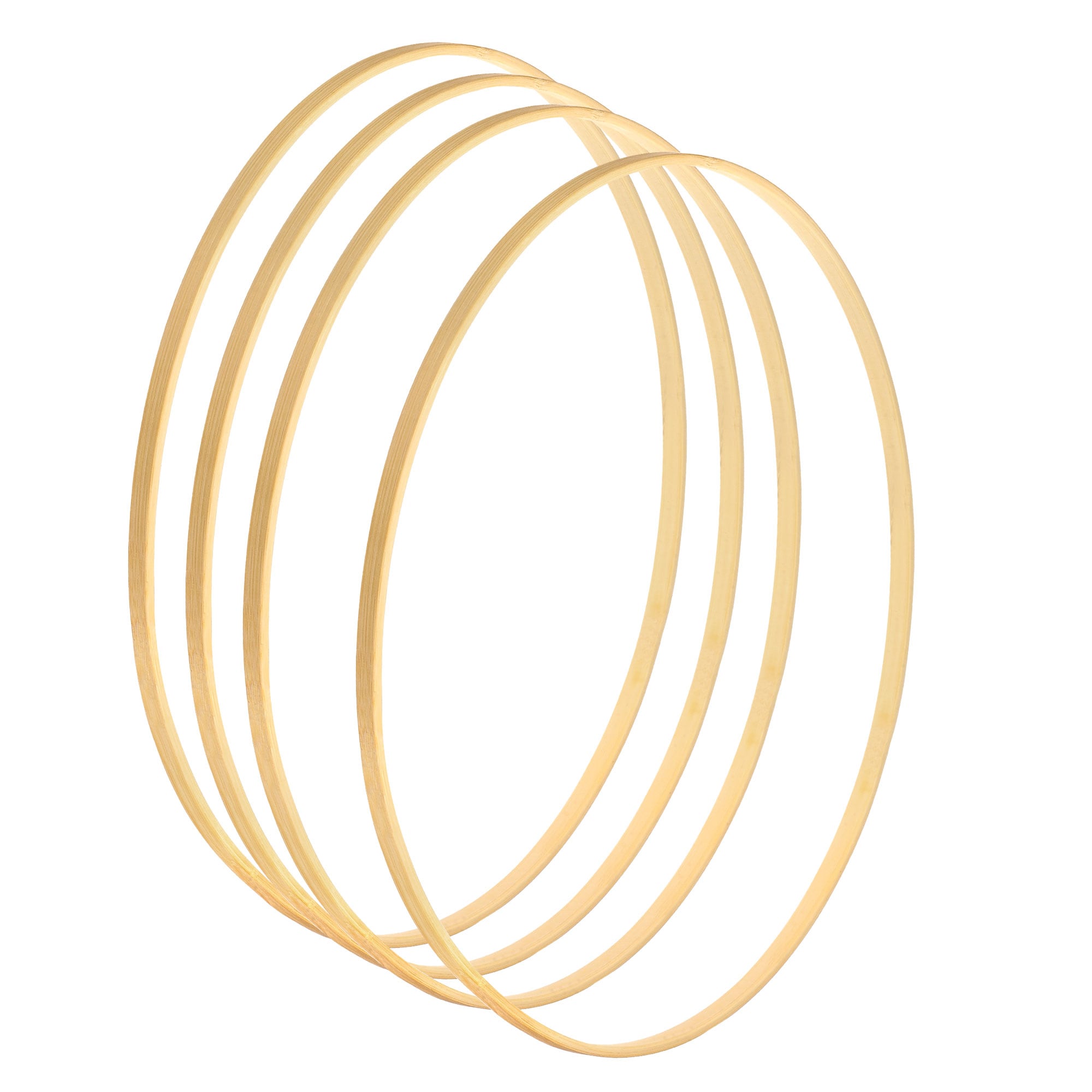 PATIKIL 13 Inch Wooden Bamboo Floral Hoop 4pcs Craft Rings for DIY Wedding Wreath Decor Dream Catcher and Hanging Crafts