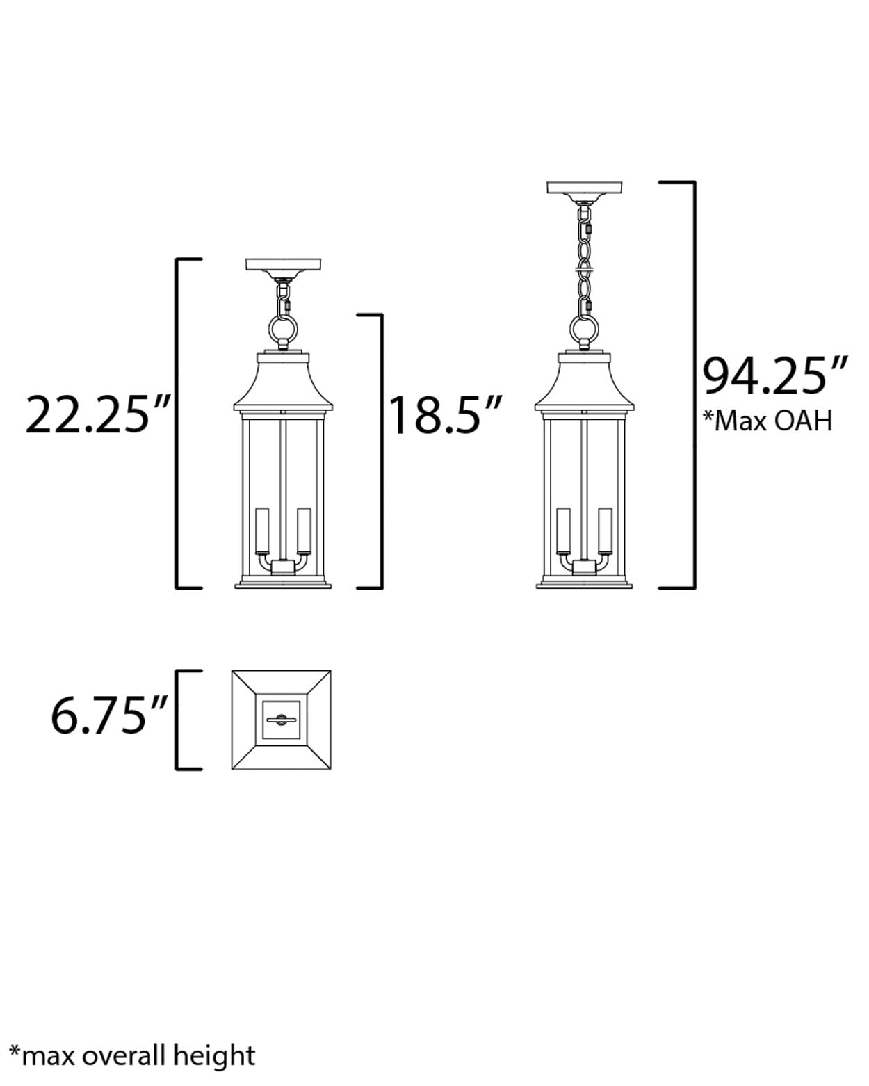 Vicksburg Classic Black Aluminum 2-Light Outdoor Hanging Lantern