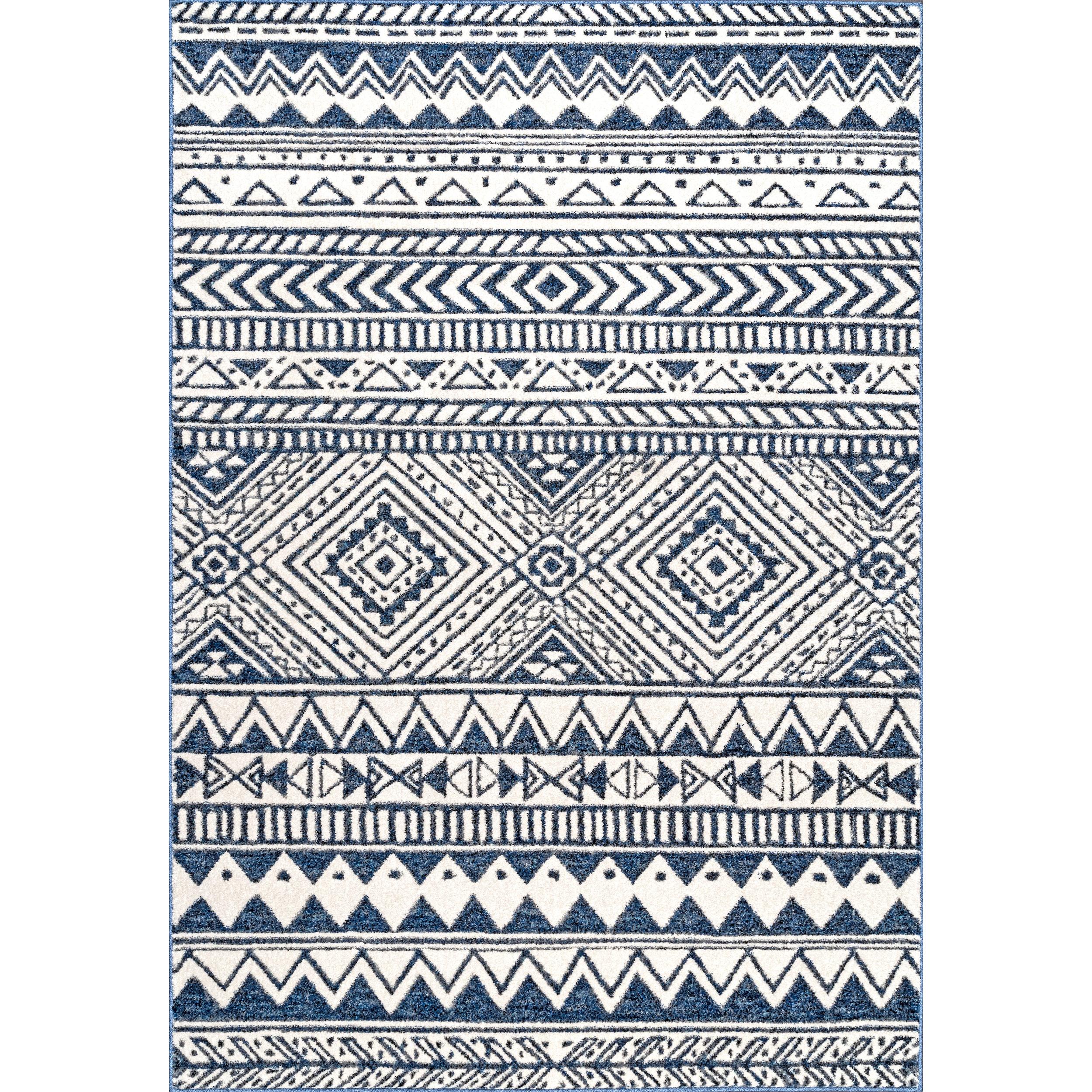 nuLOOM BDBD03A-R606 Becky 6 x 6 (ft) Loomed Polypropylene Navy Round Indoor Geometric Area rug