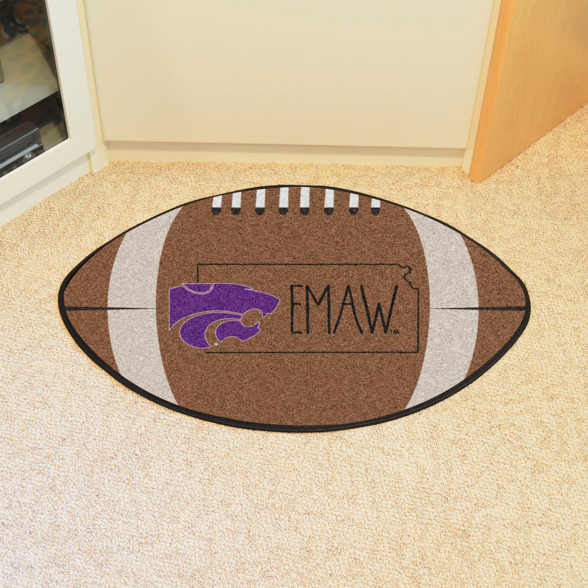 FANMATS 21131 Kansas State Wildcats 2-ft x 3-ft Brown Nylon Oval Indoor Decorative Sports Door mat