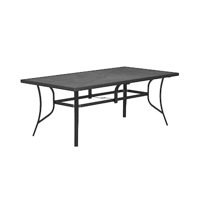 Allen Roth Aspen Grove Rectangle Outdoor Dining Table 39 96 In W X 75 98 L With Umbrella Hole The Patio Tables Department At Com - Allen Roth Everchase 7 Piece White Patio Dining Set