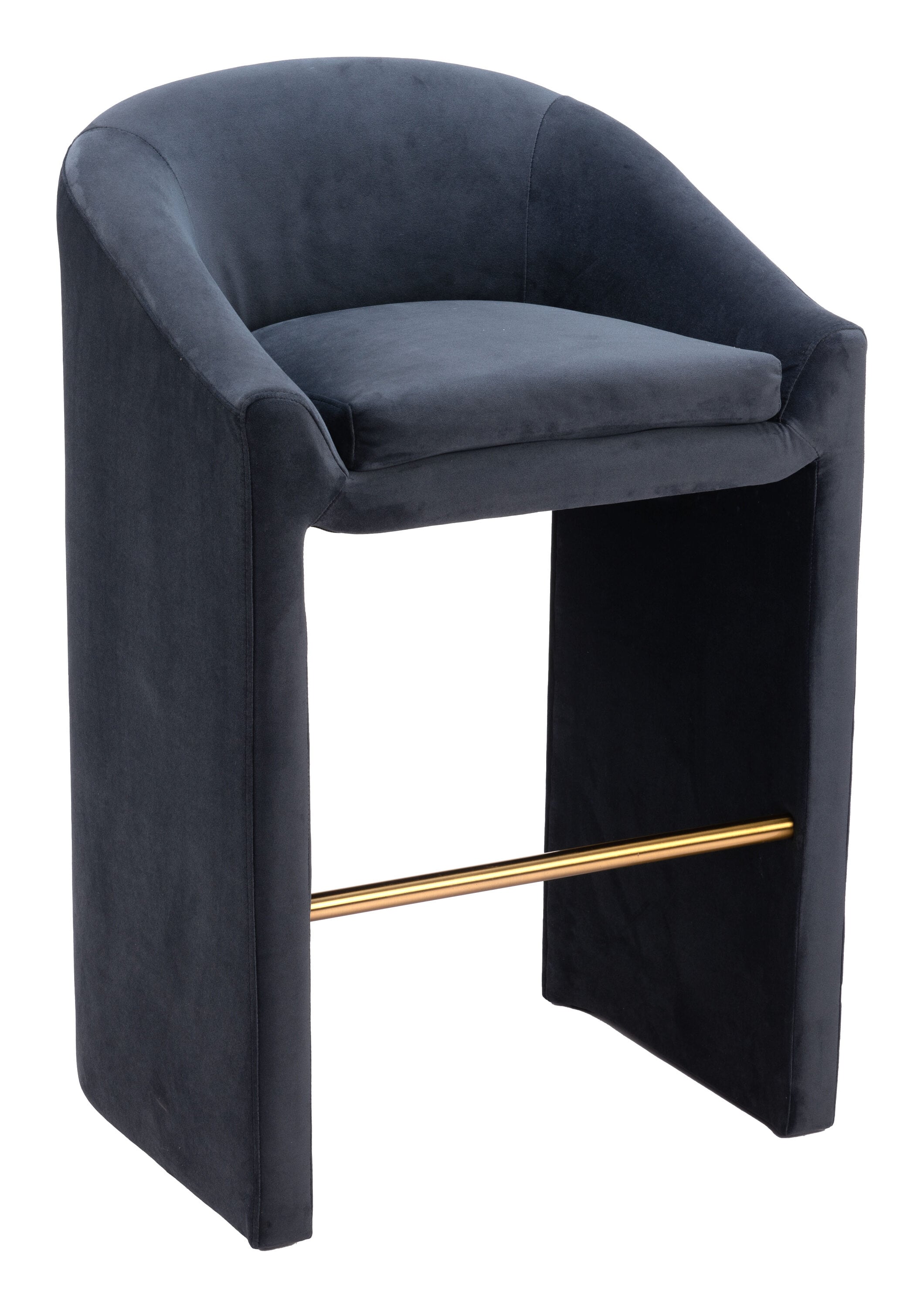 ZUO 109991 Midnight Gray 29.9-in H Bar height (28-in to 33-in) Bucket Seat Upholstered Wood Back Bar Stool Back