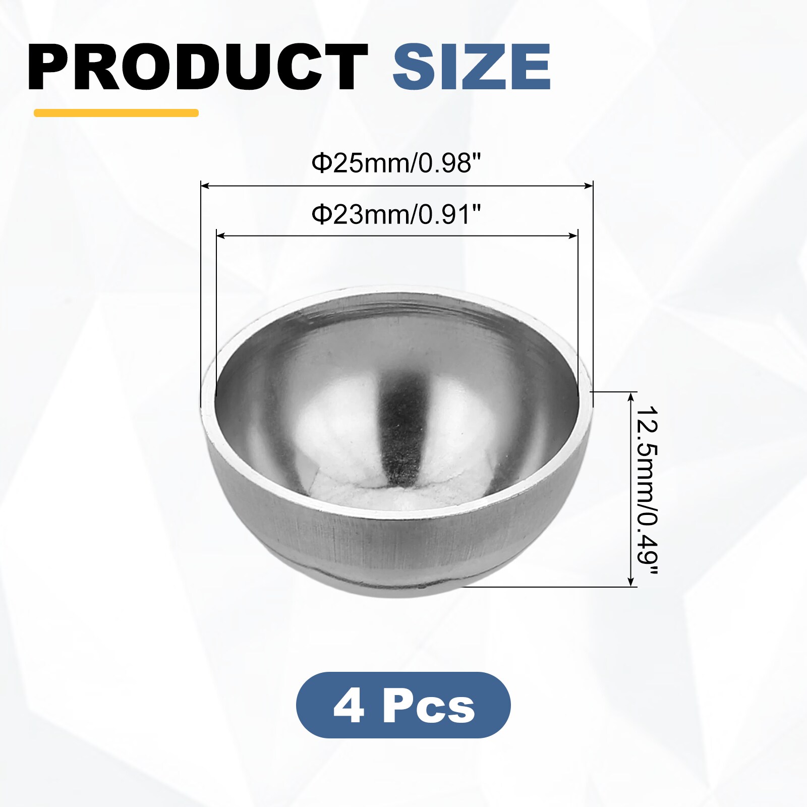 Unique Bargains 4pcs Stainless Steel Hollow Half Ball 23mm(0.91inch ...