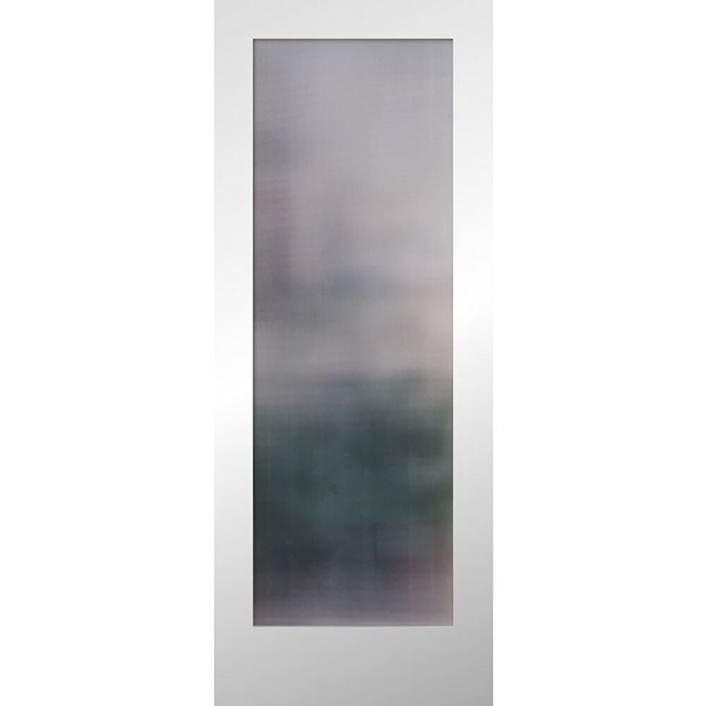 RELIABILT 2480 MICCRSREED PRIM Micro Cross Reed 24-in x 80-in White 1-panel Patterned Glass Solid Core Wood Slab Door