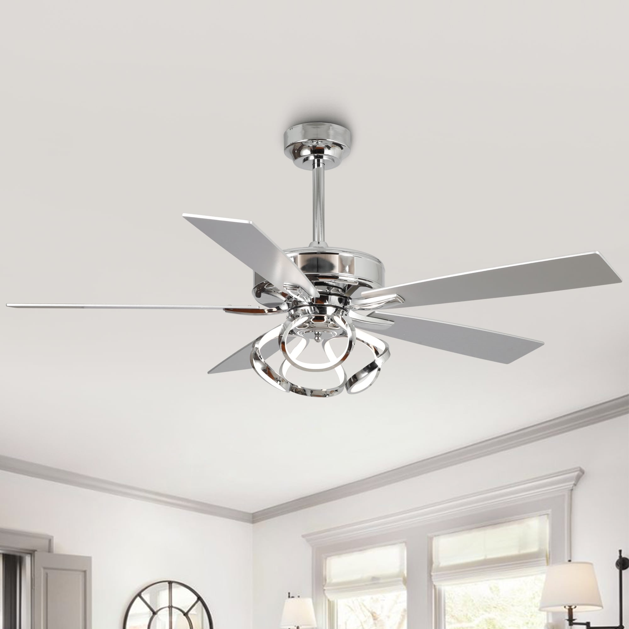 52'' Chrome Ceiling Fan with LED Light and Remote