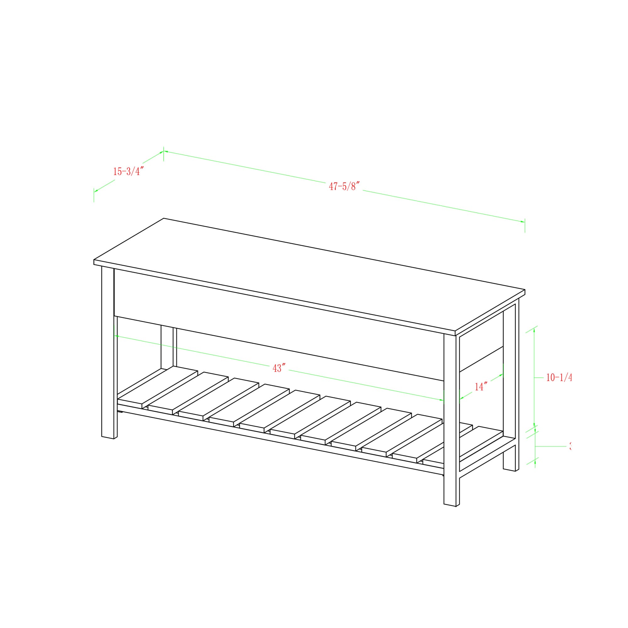 Walker Edison LW48PCSBBW bench - View #10