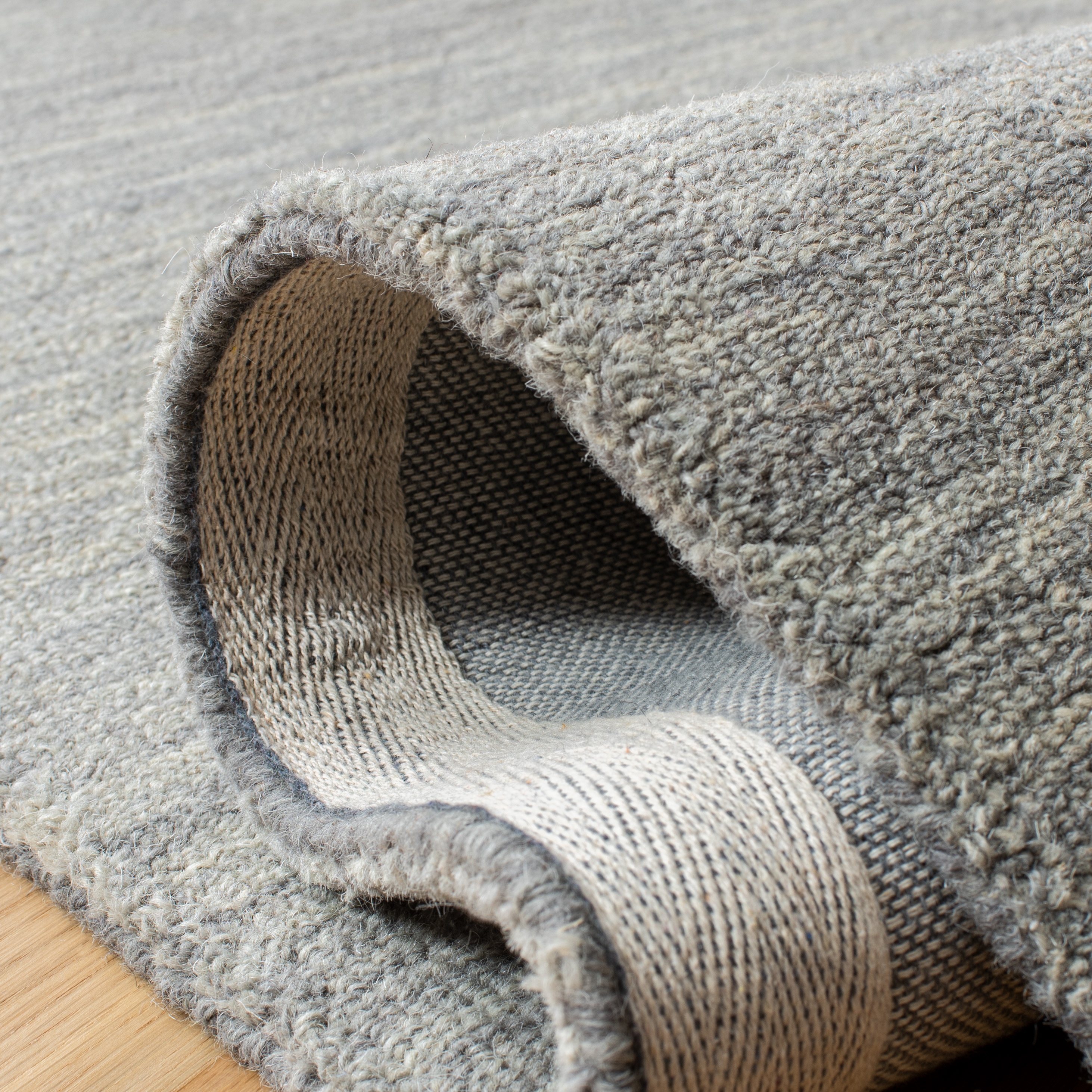 Grey and Brown Hand-Tufted Wool 6' x 6' Square Area Rug