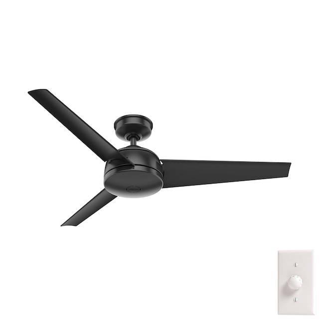 Hunter Trimaran 52 In Matte Black Indoor Outdoor Ceiling Fan With Light Wall Mounted Remote 3 Blade The Fans Department At Com - Large Matte Black Ceiling Fan With Light