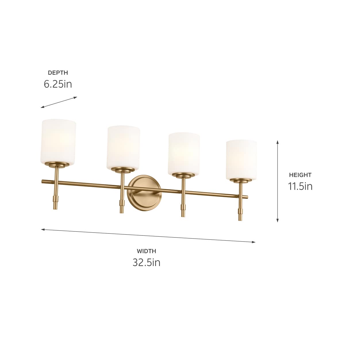 Kichler Ali 32.5-in 4-Light Brushed Gold Traditional Vanity Light ...