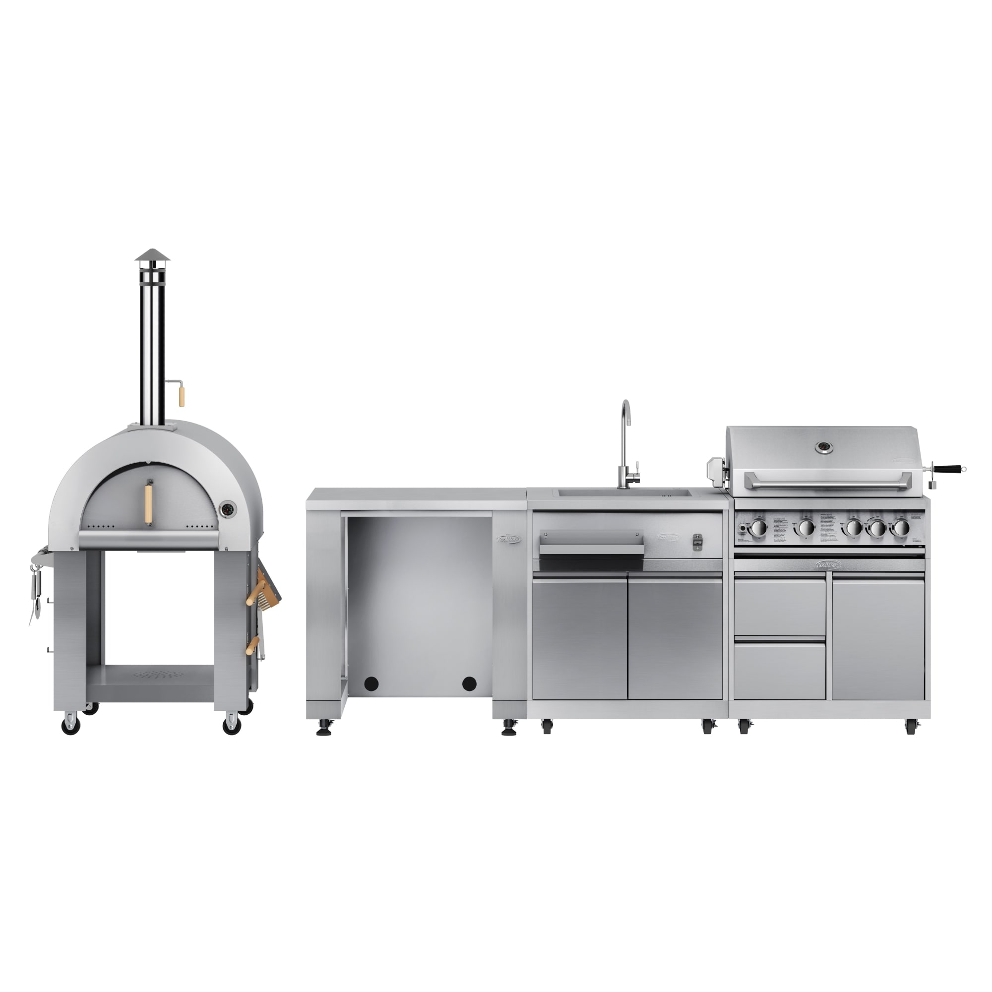KoolMore LOW-KM-OK100 KoolMore 5 -Piece 166-in W x 32-in D x 80-in H Modular Outdoor Kitchen Grill with bar/counter top 2 Burners