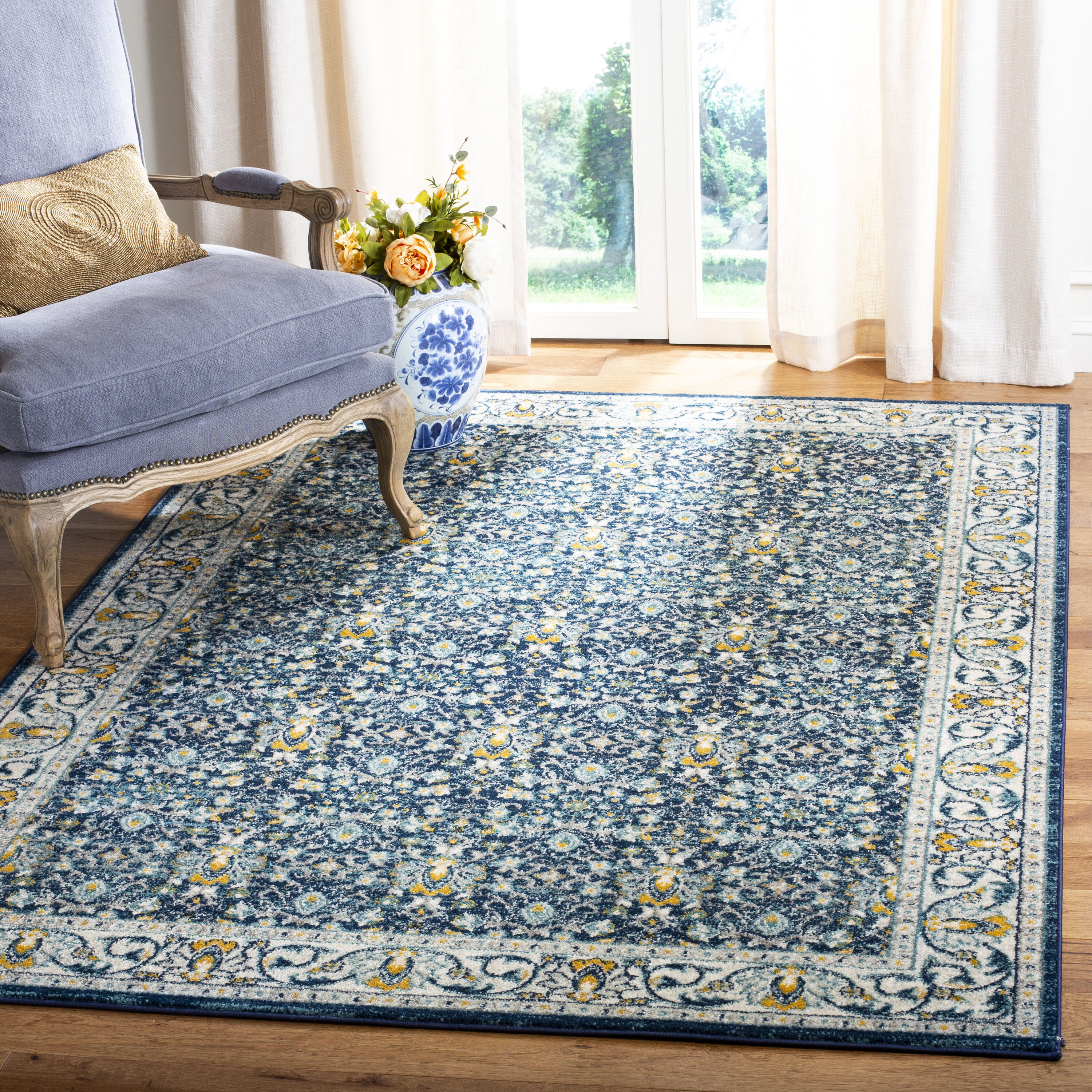 Madison 151D Navy/Cream 5in-3ft x 7in-6ft Rug