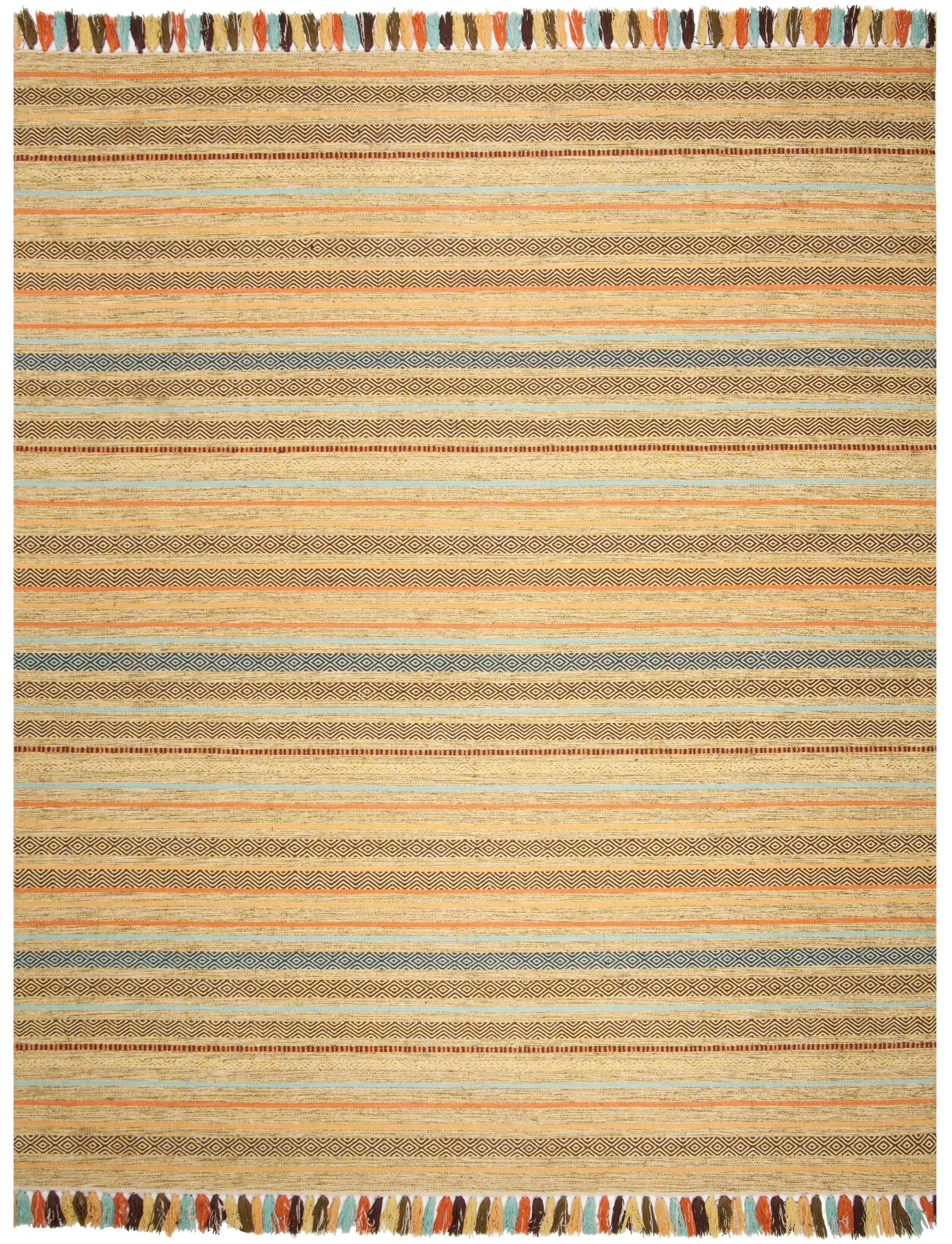 Safavieh MTK901G-8 Montauk Cabrillo 8 x 10 (ft) Cotton Green/Multi Rectangular Indoor Stripe Coastal Area rug
