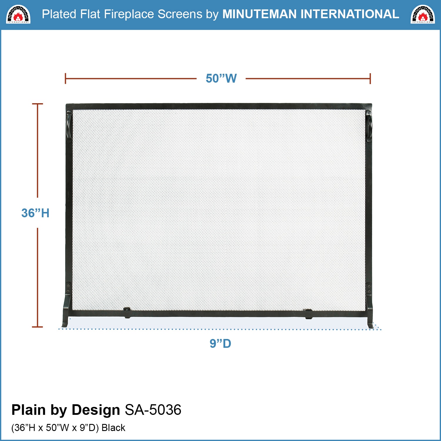 Minuteman International 4-in Matte Black Iron 1-Panel Flat Fireplace Screen SA-5036 Sansujyuku sansujyuku.com