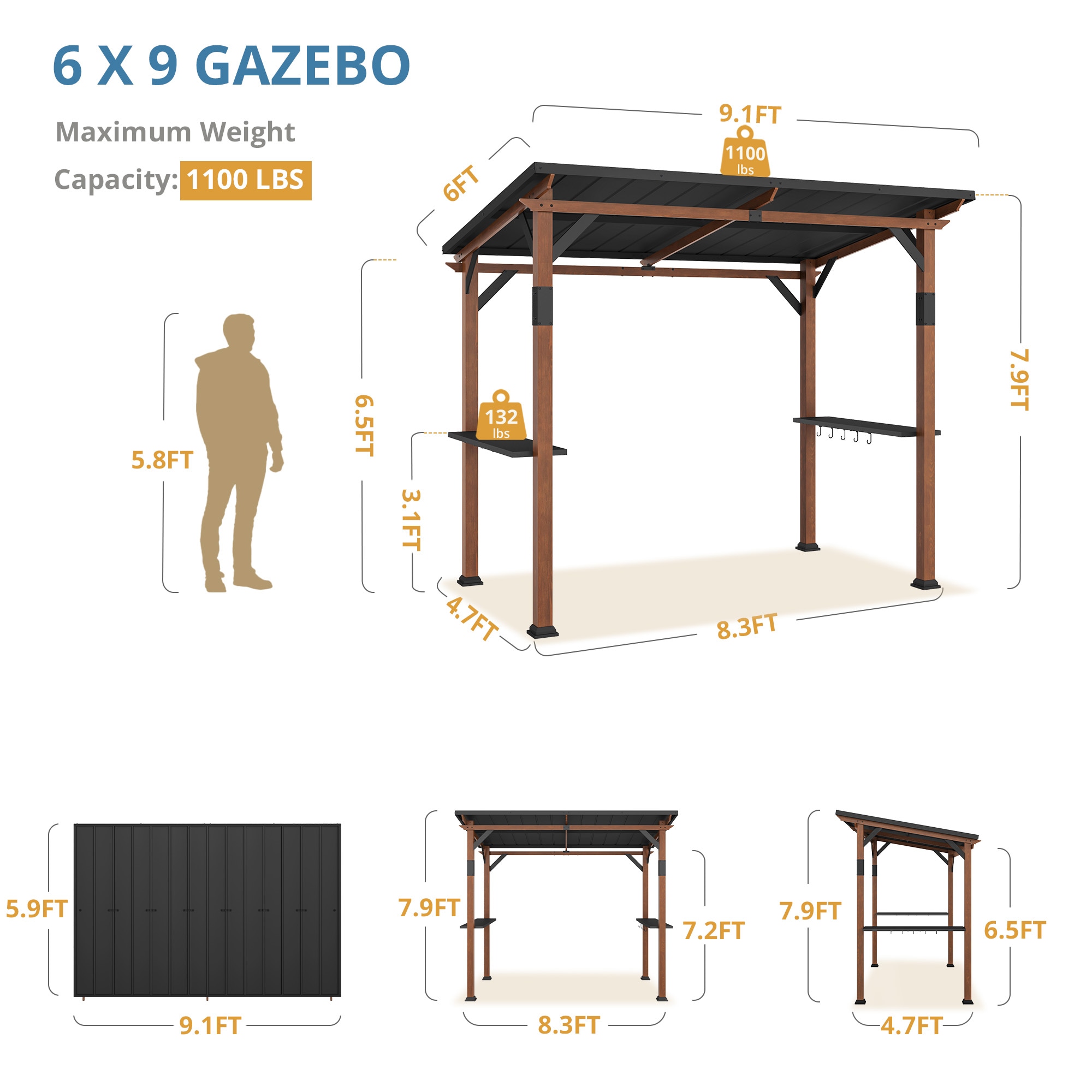 Yurevna QDL-BR-4 Wood-Resin-Gazebos - View #2