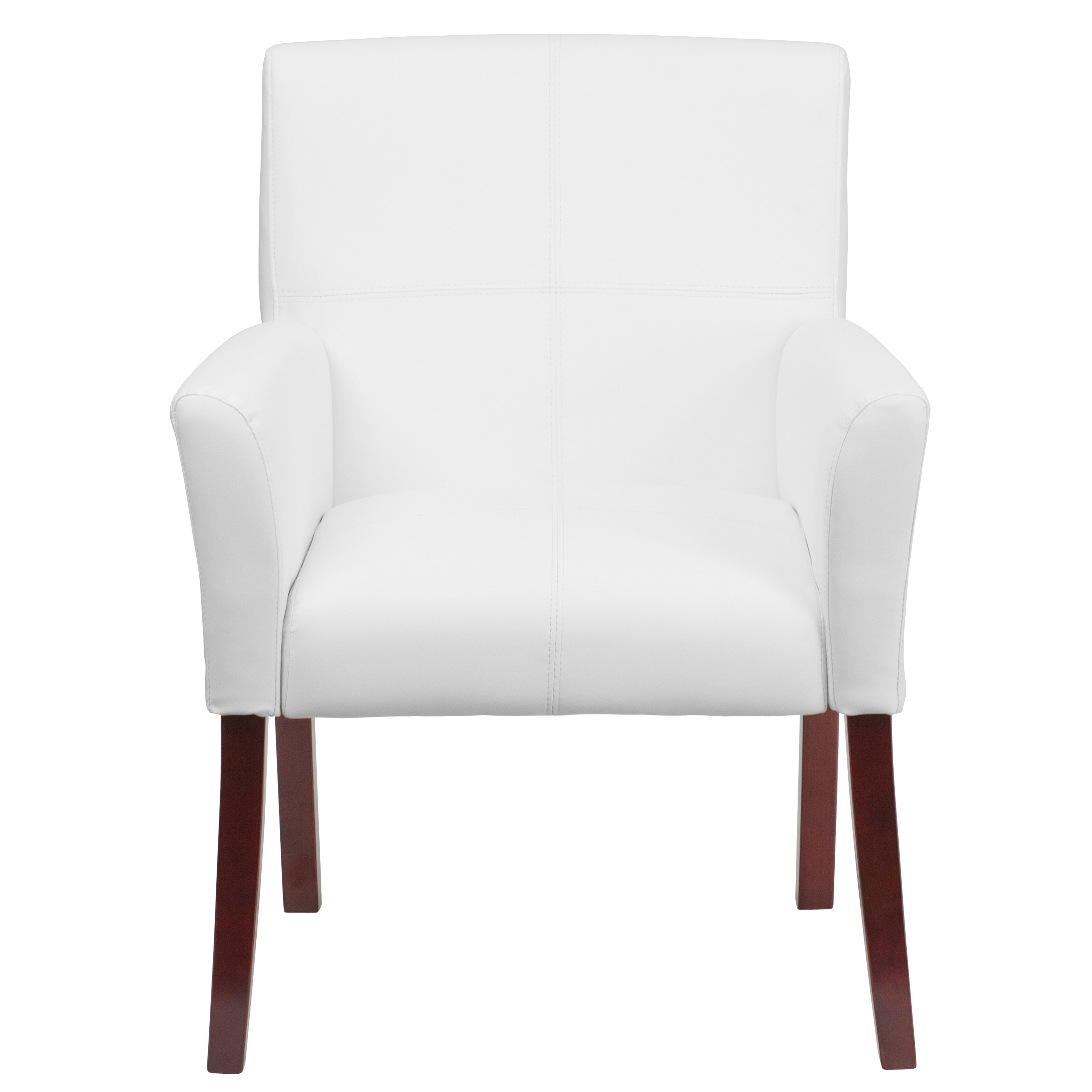 Taylor White LeatherSoft Executive Chair with Mahogany Wood Legs