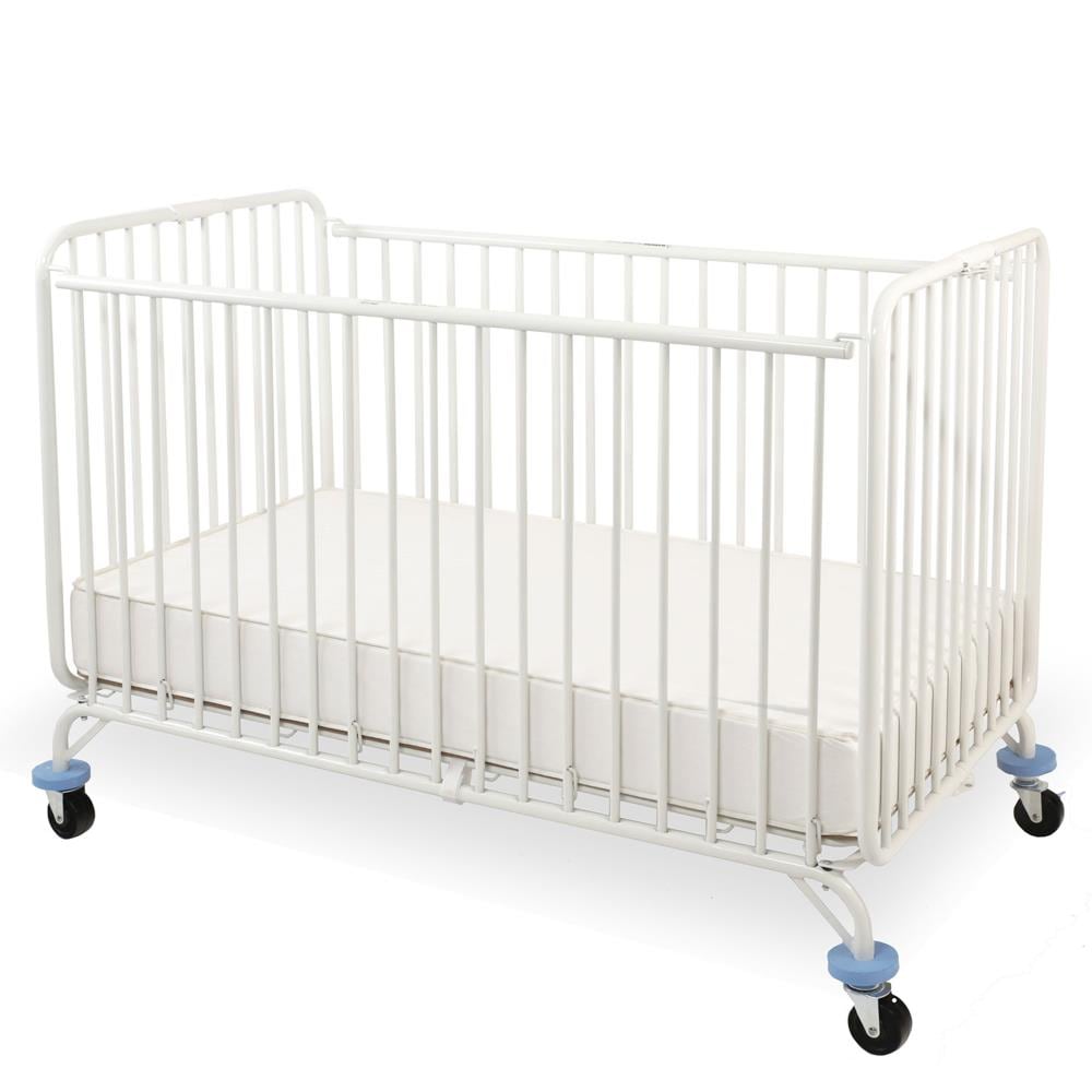LA Baby Full Size Metal Holiday Folding Crib - White | Easy Storage | CPSC Certified | Composite Construction | Scratch Resistant | - L.A. Baby CS-86