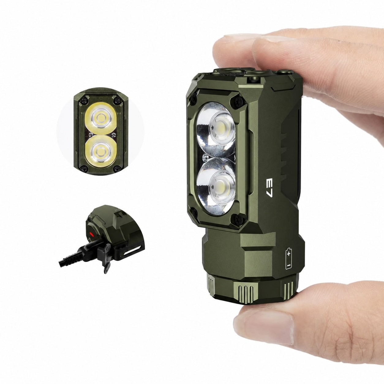 Linder Group Inc 1800 Lumen Mini LED Flashlight with Magnet 6 Modes IP68 Waterproof Army Green EDC Pocket Light for Camping Rescue Use Compact Durable Outdoor