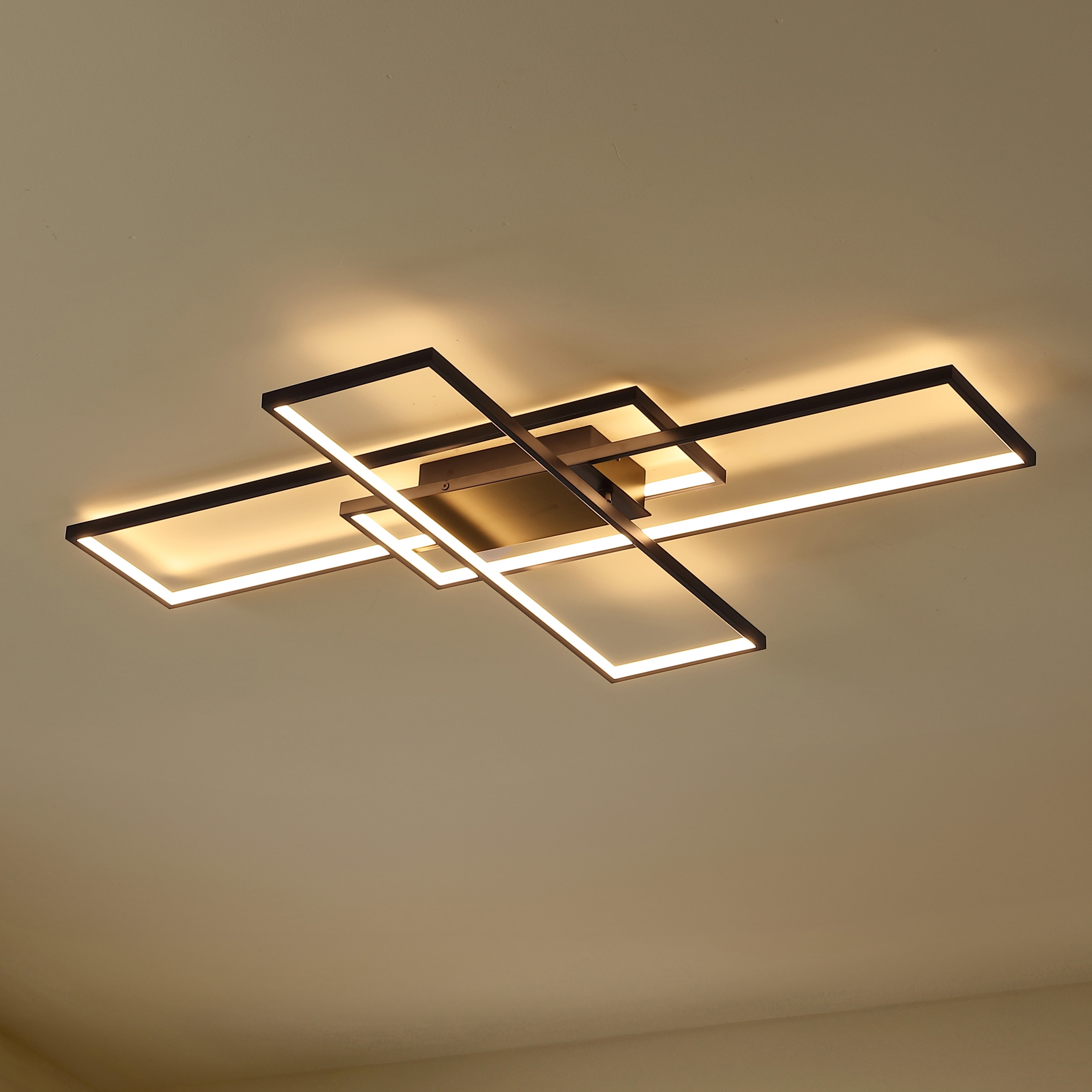 JONATHAN  Y JYL7152A Palco Minimalist Metal Adjustable Geometric 39-in Polished Black Flush Mount Light