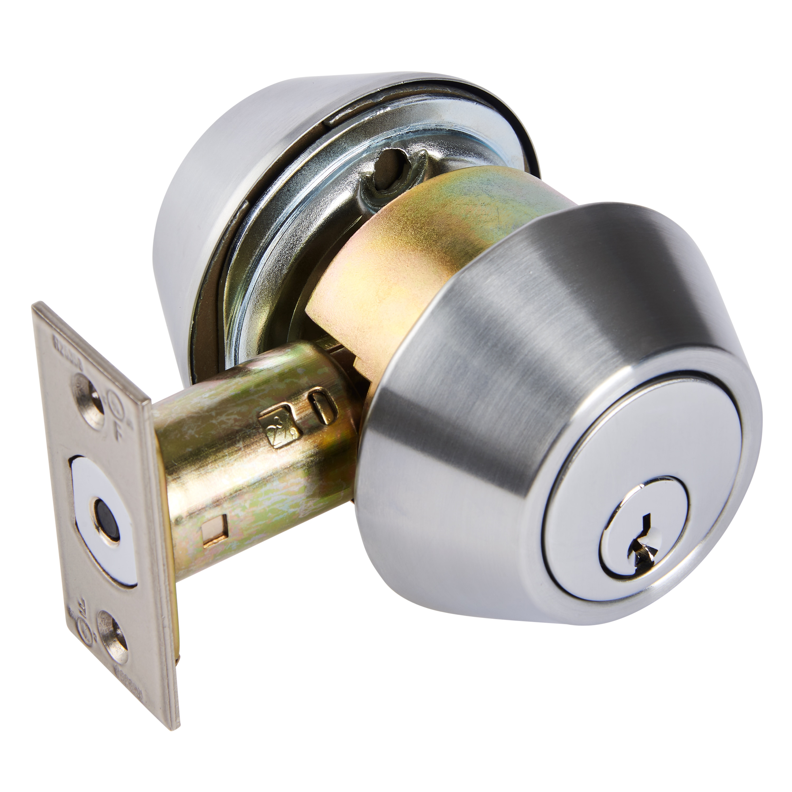 Double Lock Cylinder Security Door Lock on Both Side Silver for Wood Doors