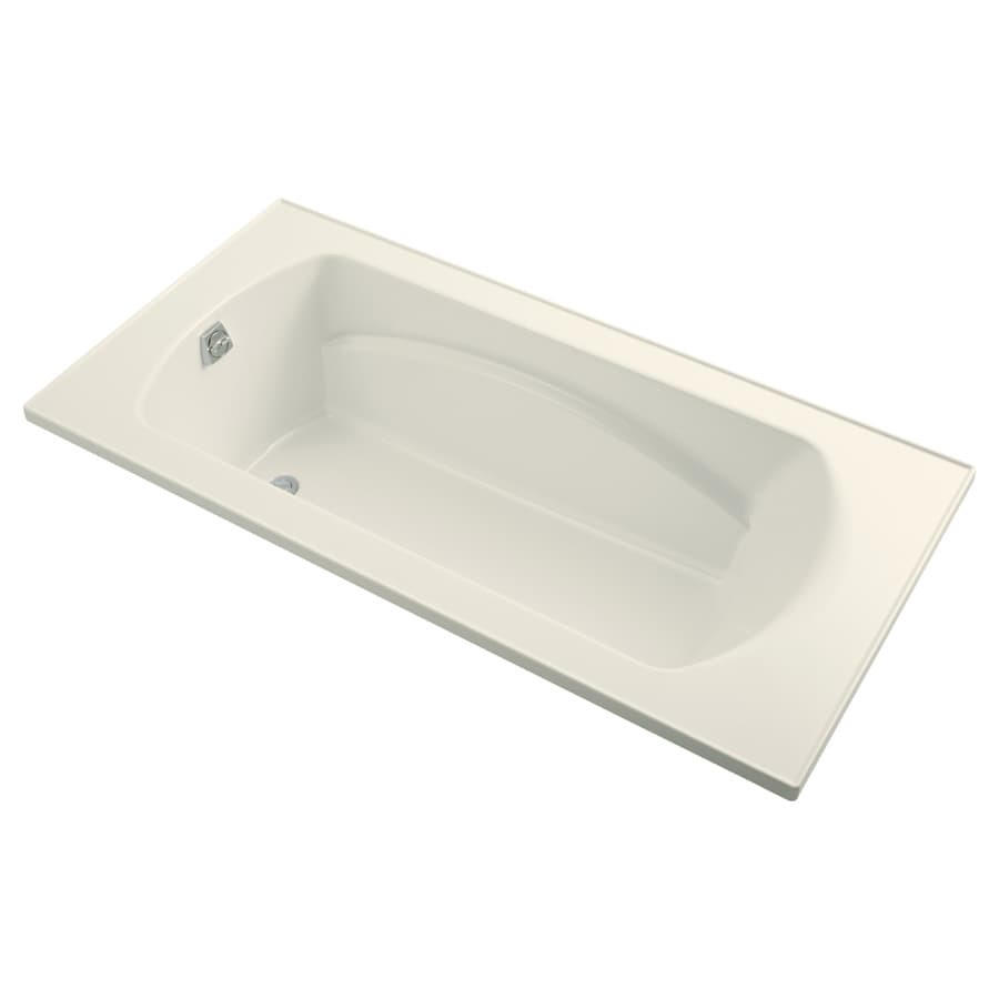 Sterling 71301100-96 Lawson 36-in x 72-in Biscuit Polyresin and Fiberglass Drop-In Soaking Bathtub (Reversible Drain)