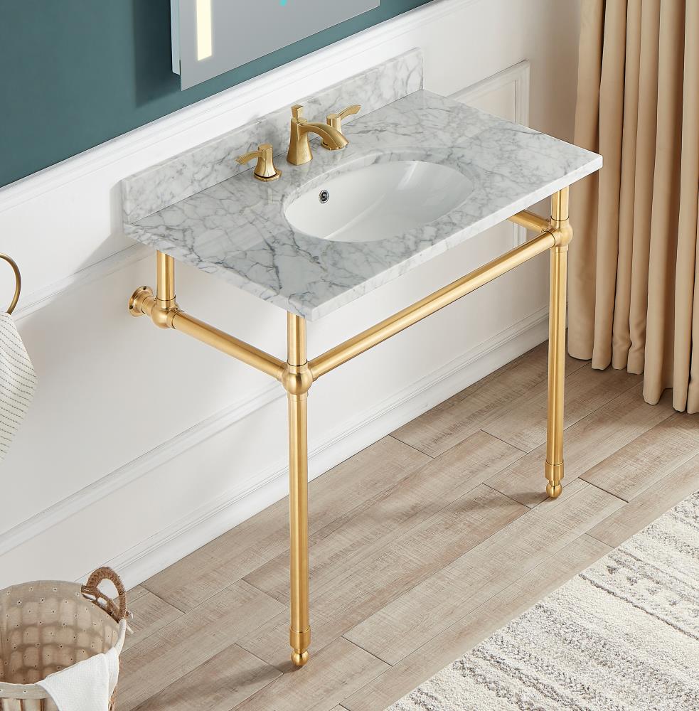 ANZZI Verona Brushed Gold Marble Drop-In Rectangular Transitional Bathroom  Sink (36-in x 22-in) in the Bathroom Sinks department at