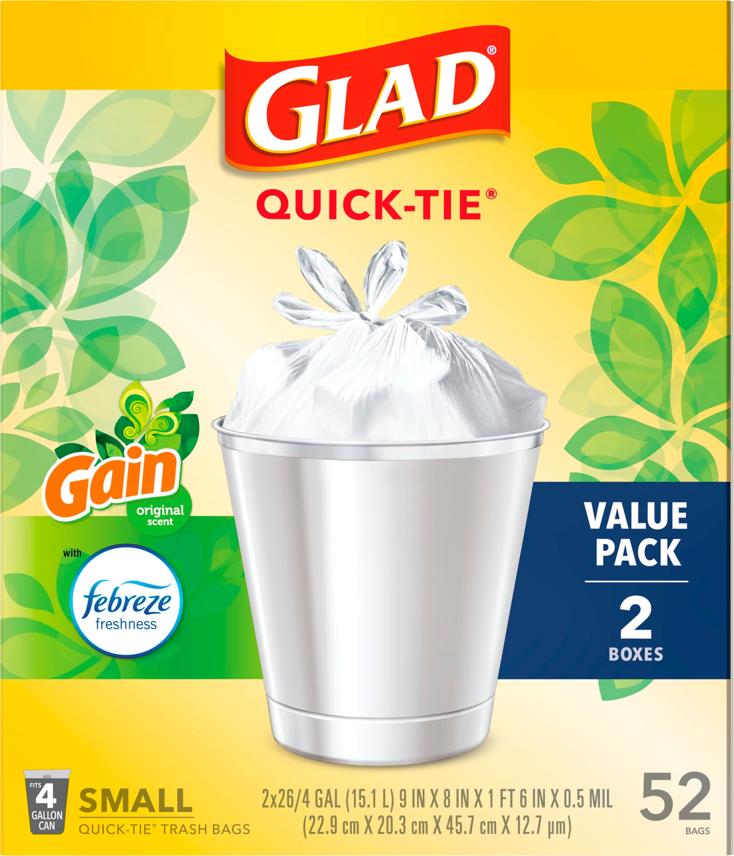Glad 4-Gallons White Plastic Wastebasket Twist Tie Trash Bag (60