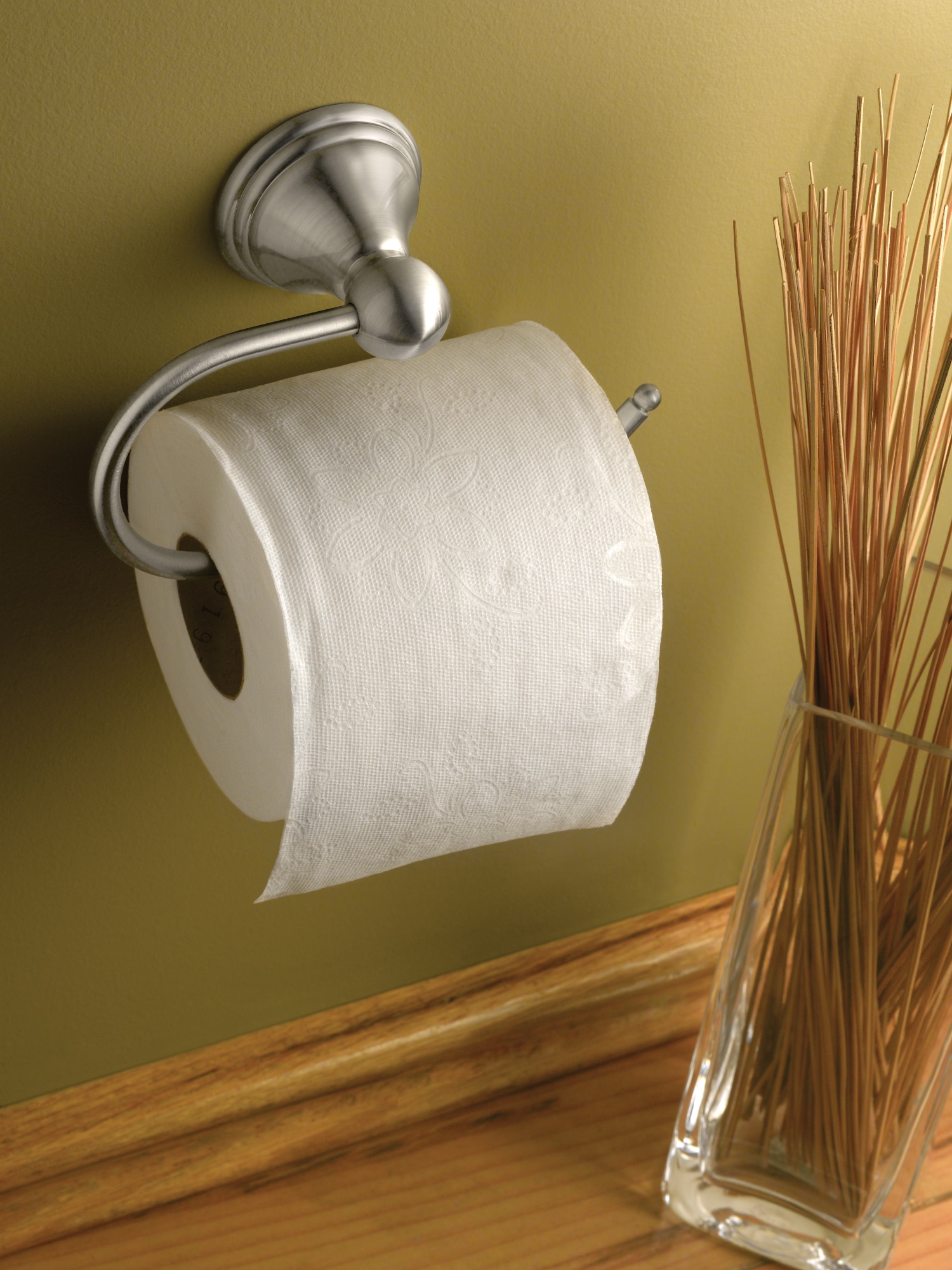 Delta Flynn Brushed Nickel Wall Mount Single Post Toilet Paper